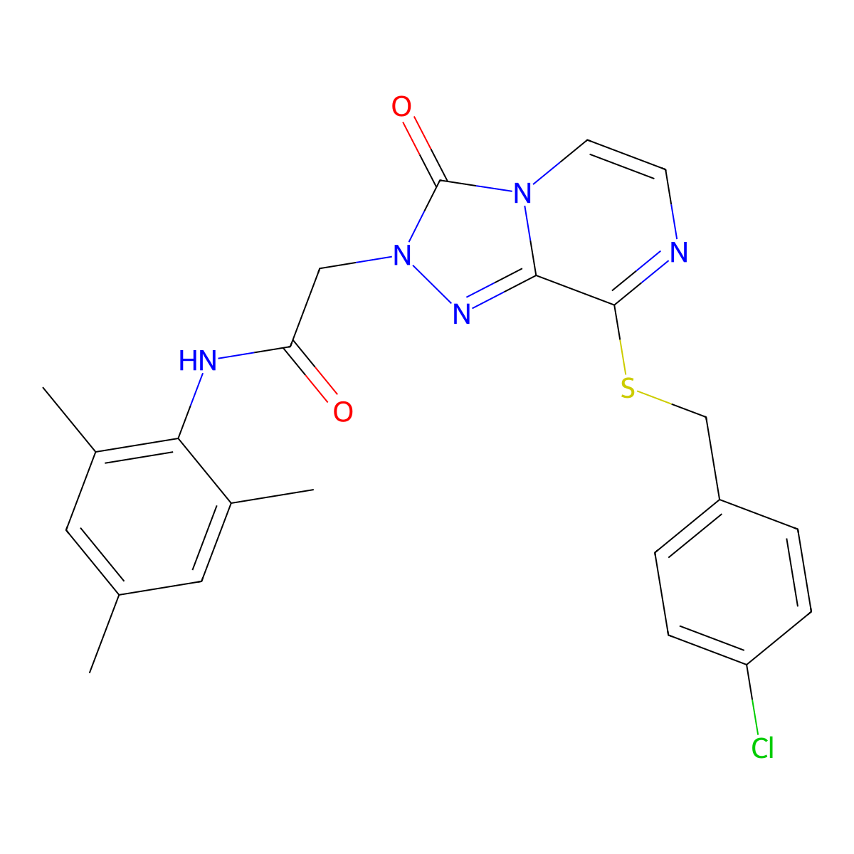 2-{8-[(4-chlorobenzyl)sulfanyl]-3-oxo[1,2,4]triazolo[4,3-a]pyrazin-2(3H)-yl}-N-(2,4,6-trimethylphenyl)acetamide molecular structure, CAS 1251601-50-9