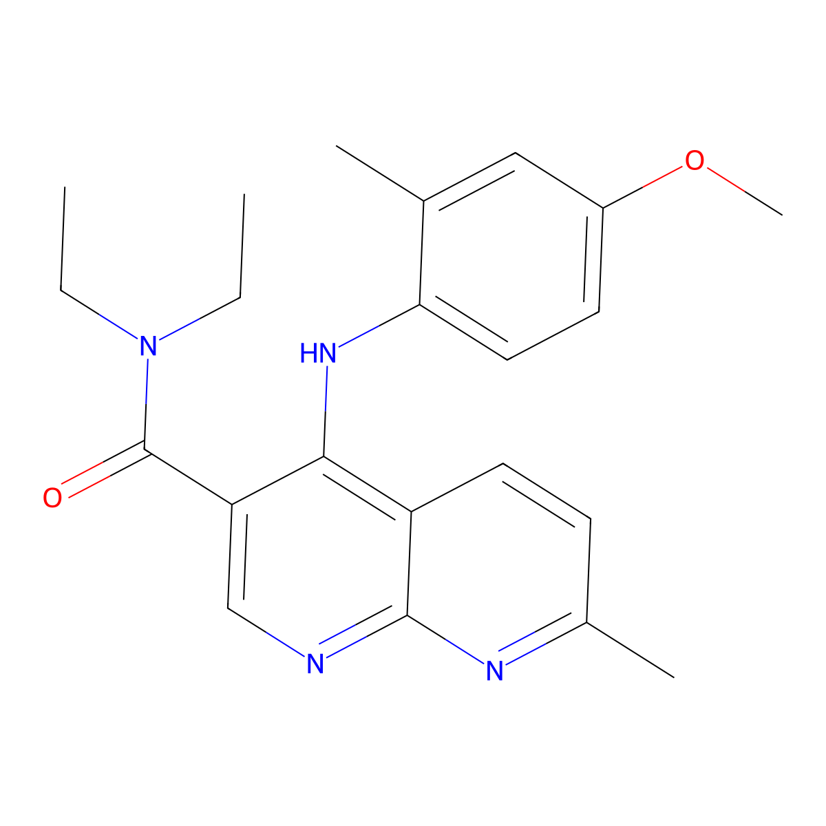 N,N-diethyl-4-[(4-methoxy-2-methylphenyl)amino]-7-methyl-1,8-naphthyridine-3-carboxamide molecular structure, CAS 1251601-52-1
