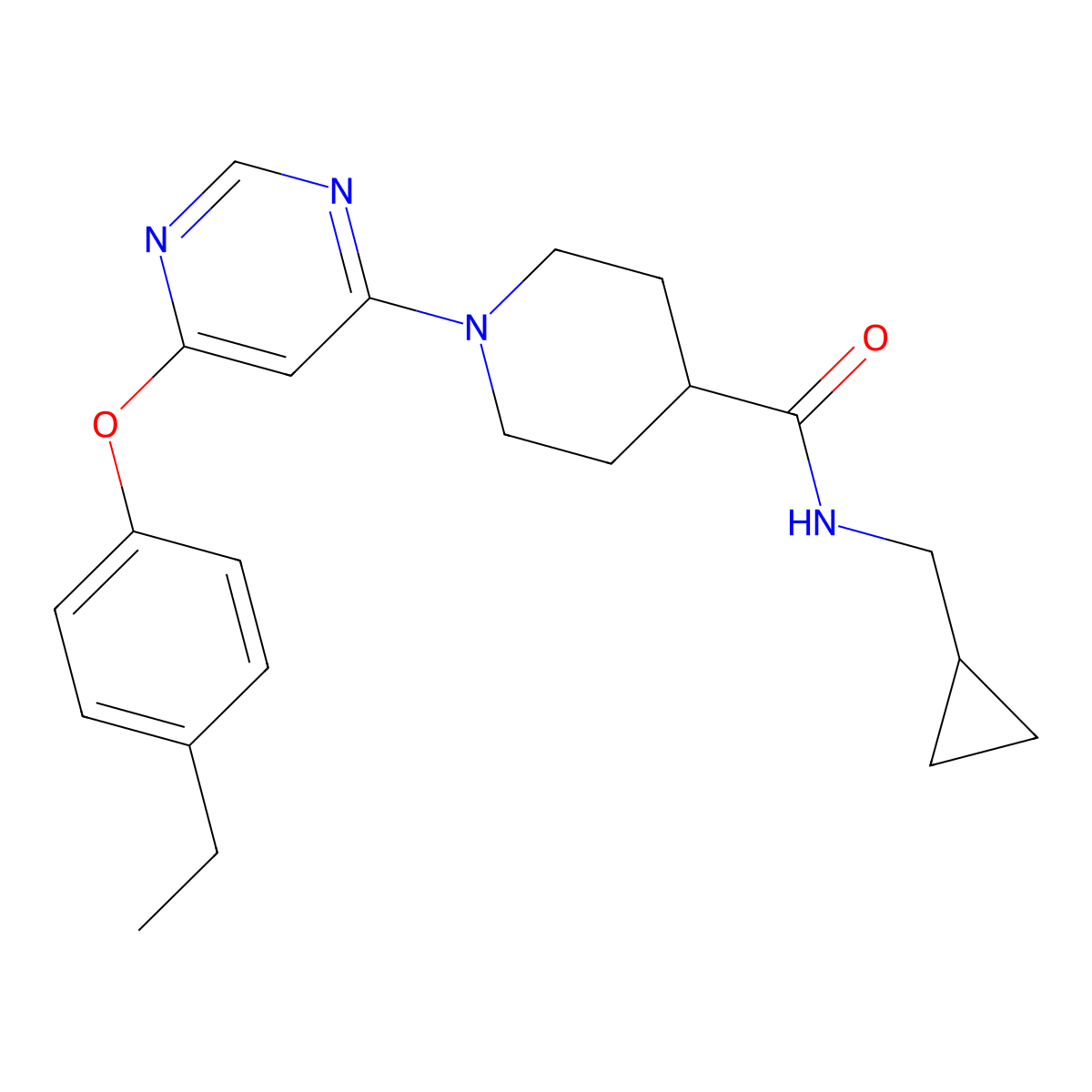 N-(cyclopropylmethyl)-1-[6-(4-ethylphenoxy)pyrimidin-4-yl]piperidine-4-carboxamide molecular structure, CAS 1251601-54-3