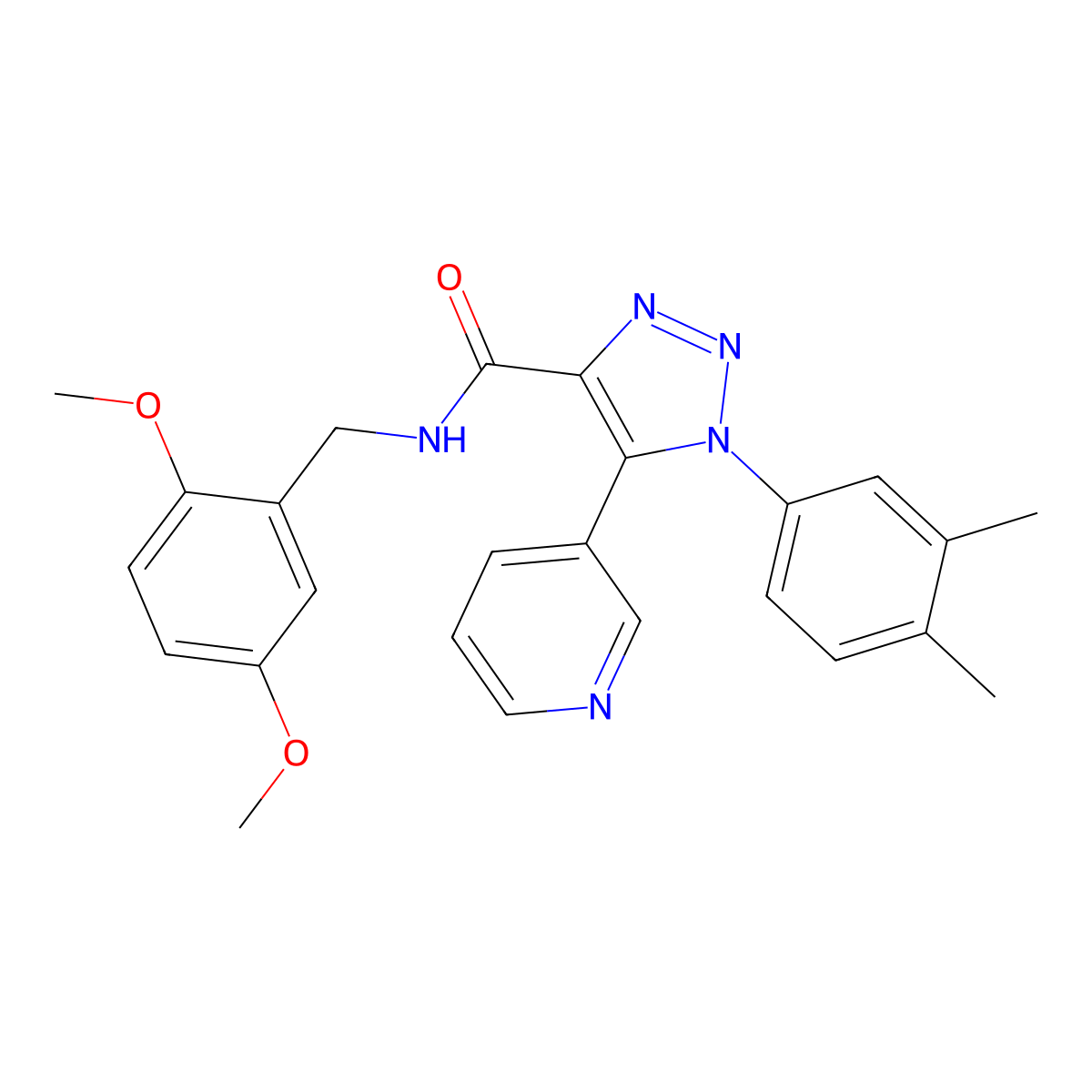 N-(2,5-dimethoxybenzyl)-1-(3,4-dimethylphenyl)-5-(pyridin-3-yl)-1H-1,2,3-triazole-4-carboxamide molecular structure, CAS 1251601-61-2