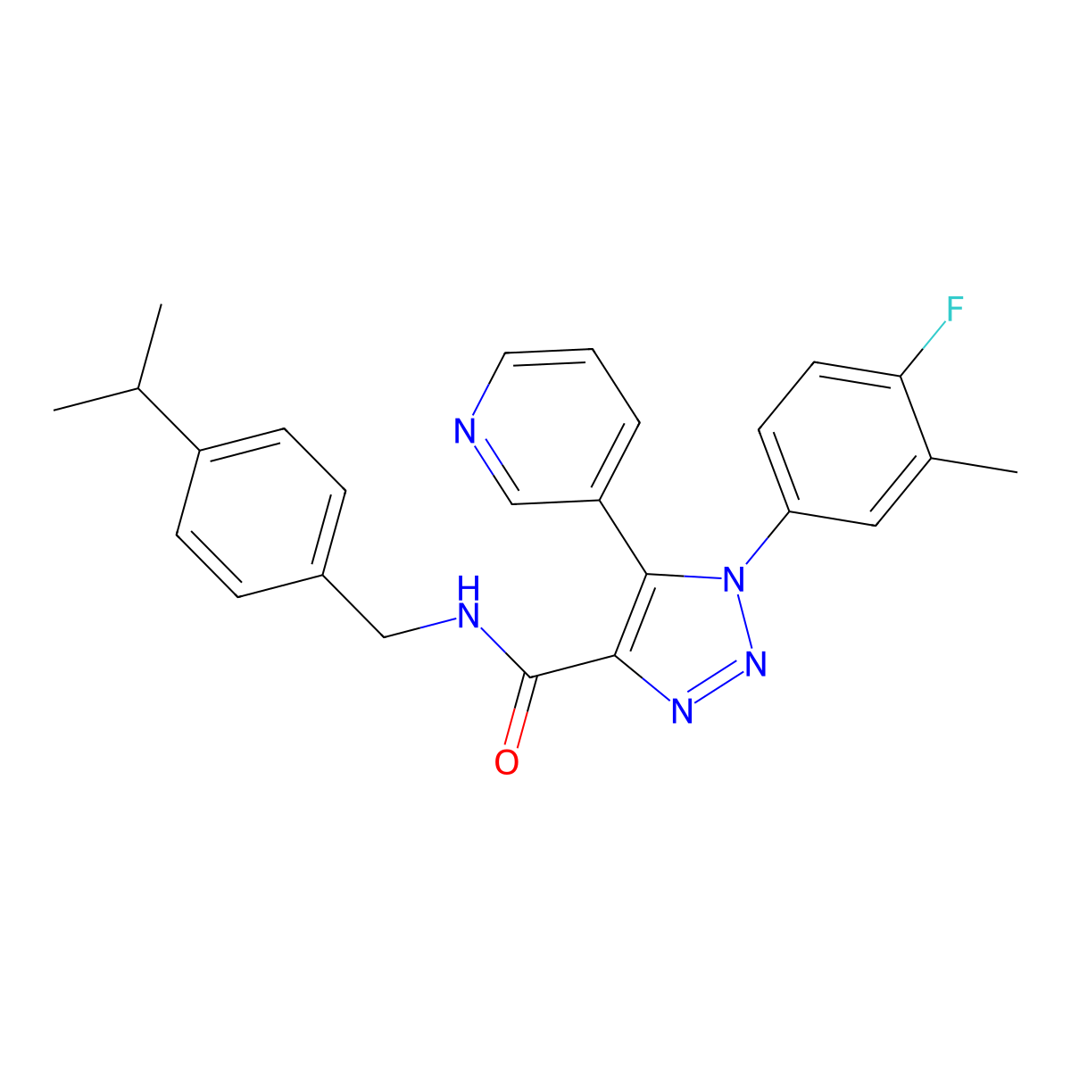1-(4-fluoro-3-methylphenyl)-N-(4-isopropylbenzyl)-5-pyridin-3-yl-1H-1,2,3-triazole-4-carboxamide molecular structure, CAS 1251601-66-7