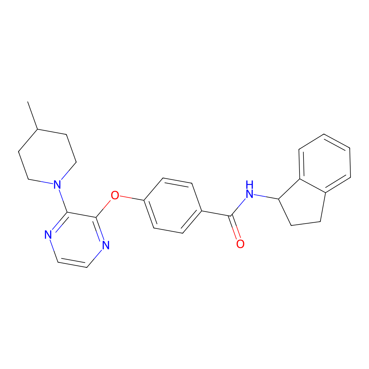 N-(2,3-dihydro-1H-inden-1-yl)-4-{[3-(4-methylpiperidin-1-yl)pyrazin-2-yl]oxy}benzamide molecular structure, CAS 1251601-68-9
