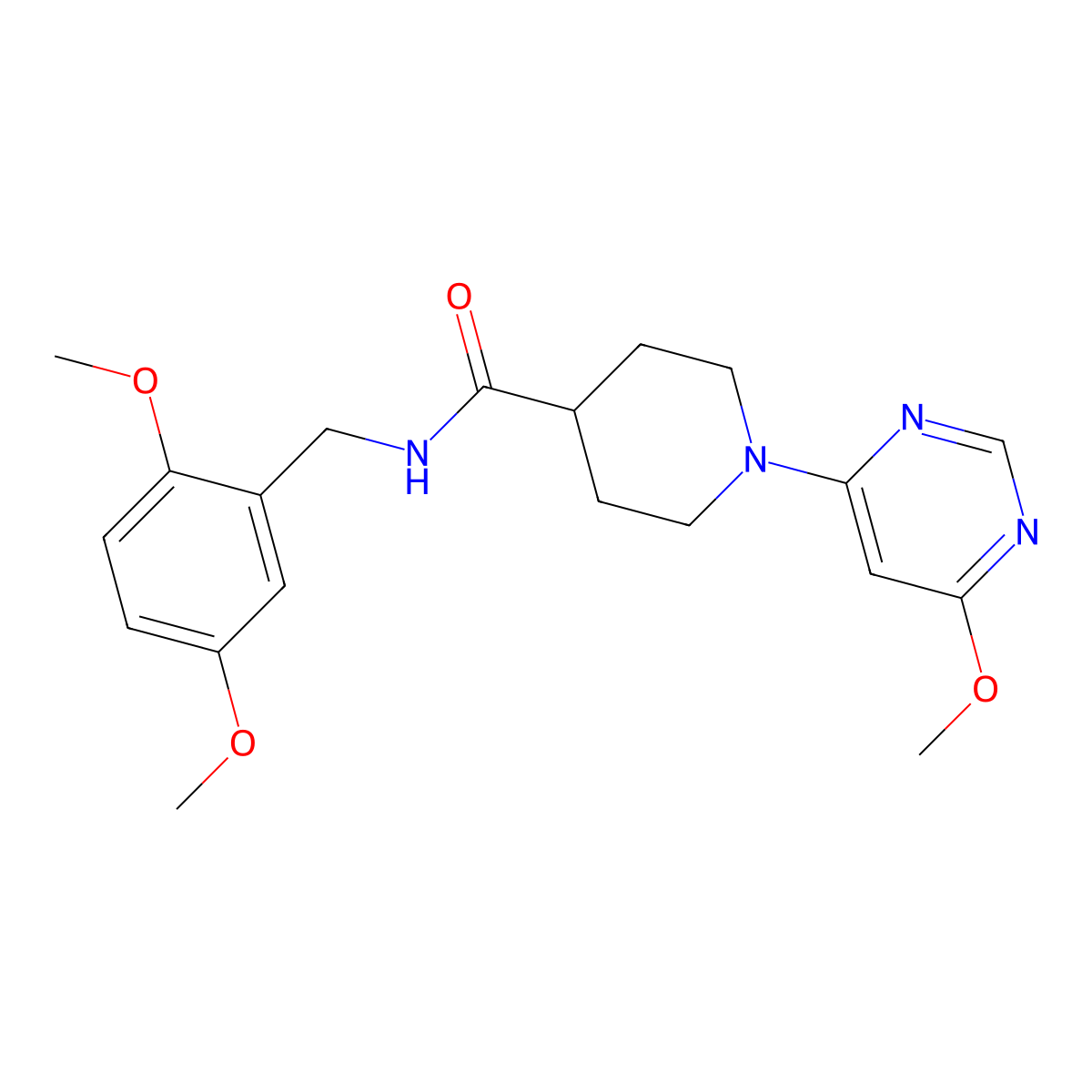 N-(2,5-dimethoxybenzyl)-1-(6-methoxypyrimidin-4-yl)piperidine-4-carboxamide molecular structure, CAS 1251601-74-7