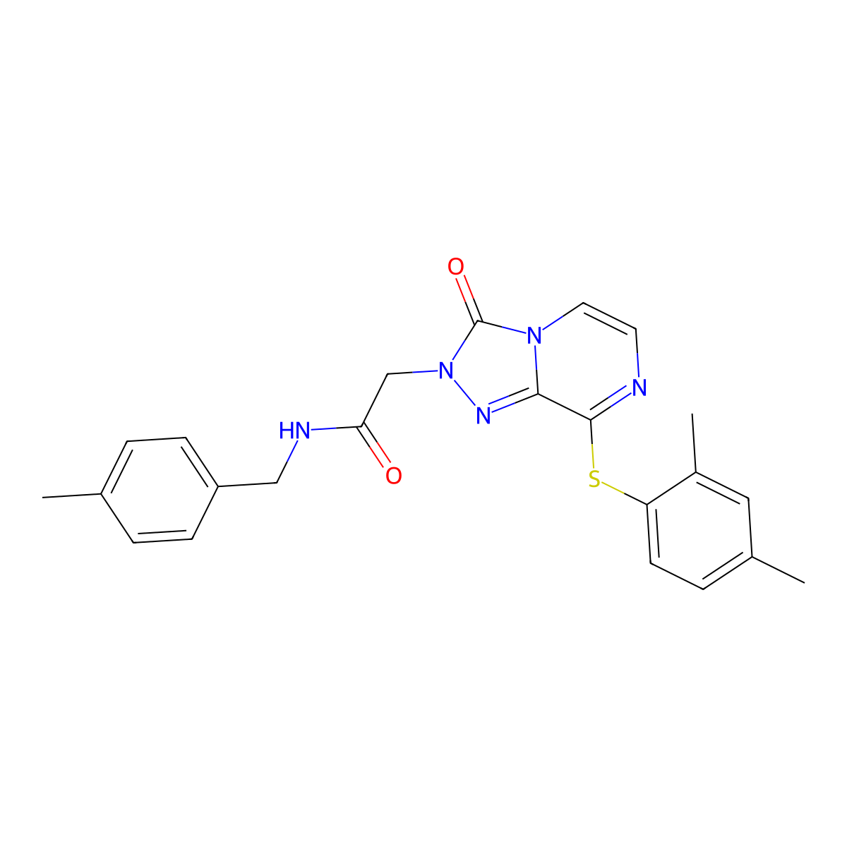 2-{8-[(2,4-dimethylphenyl)sulfanyl]-3-oxo-2H,3H-[1,2,4]triazolo[4,3-a]pyrazin-2-yl}-N-[(4-methylphenyl)methyl]acetamide molecular structure, CAS 1251601-78-1