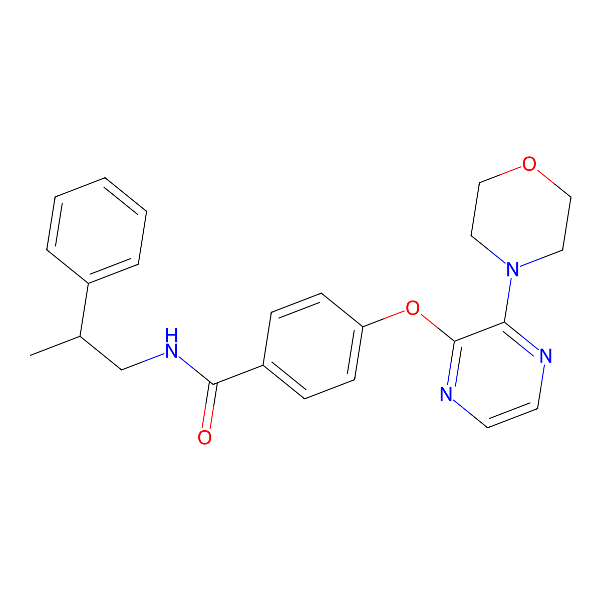 4-[(3-morpholin-4-ylpyrazin-2-yl)oxy]-N-(2-phenylpropyl)benzamide molecular structure, CAS 1251601-89-4