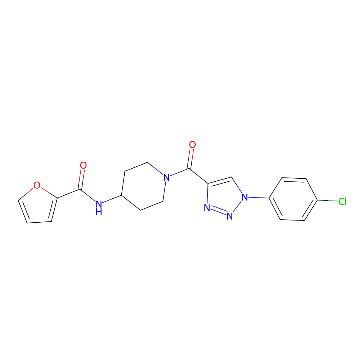 N-(1-(1-(4-chlorophenyl)-1H-1,2,3-triazole-4-carbonyl)piperidin-4-yl)furan-2-carboxamide molecular structure, CAS 1251601-95-2