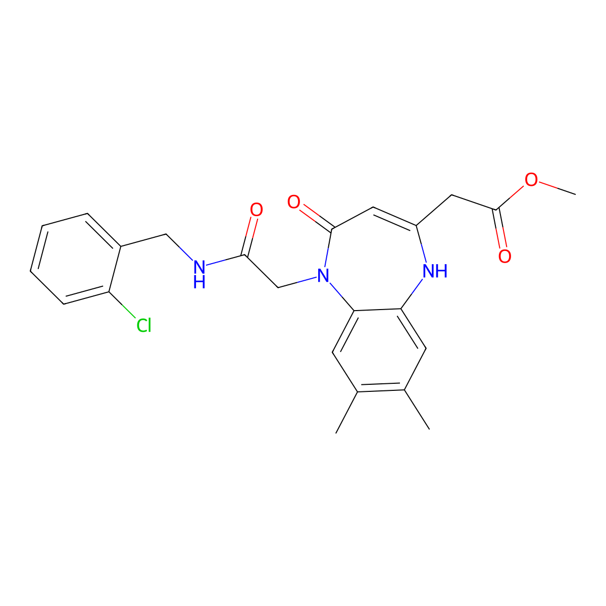 methyl (5-{2-[(2-chlorobenzyl)amino]-2-oxoethyl}-7,8-dimethyl-4-oxo-4,5-dihydro-1H-1,5-benzodiazepin-2-yl)acetate molecular structure, CAS 1251602-04-6