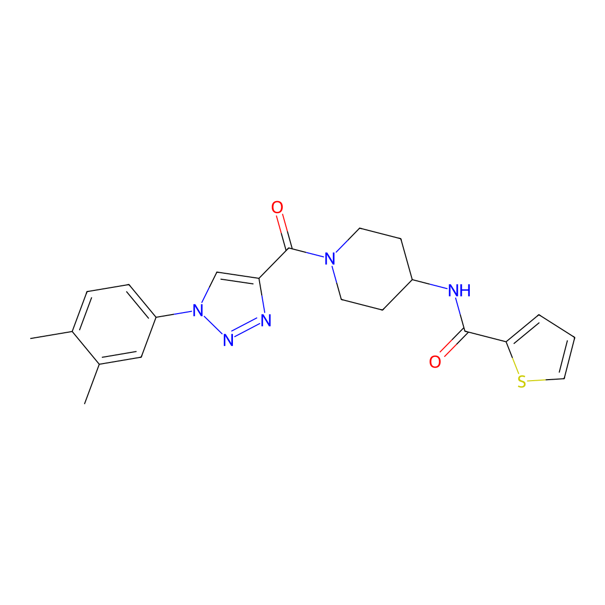 N-{1-[1-(3,4-dimethylphenyl)-1H-1,2,3-triazole-4-carbonyl]piperidin-4-yl}thiophene-2-carboxamide molecular structure, CAS 1251602-06-8