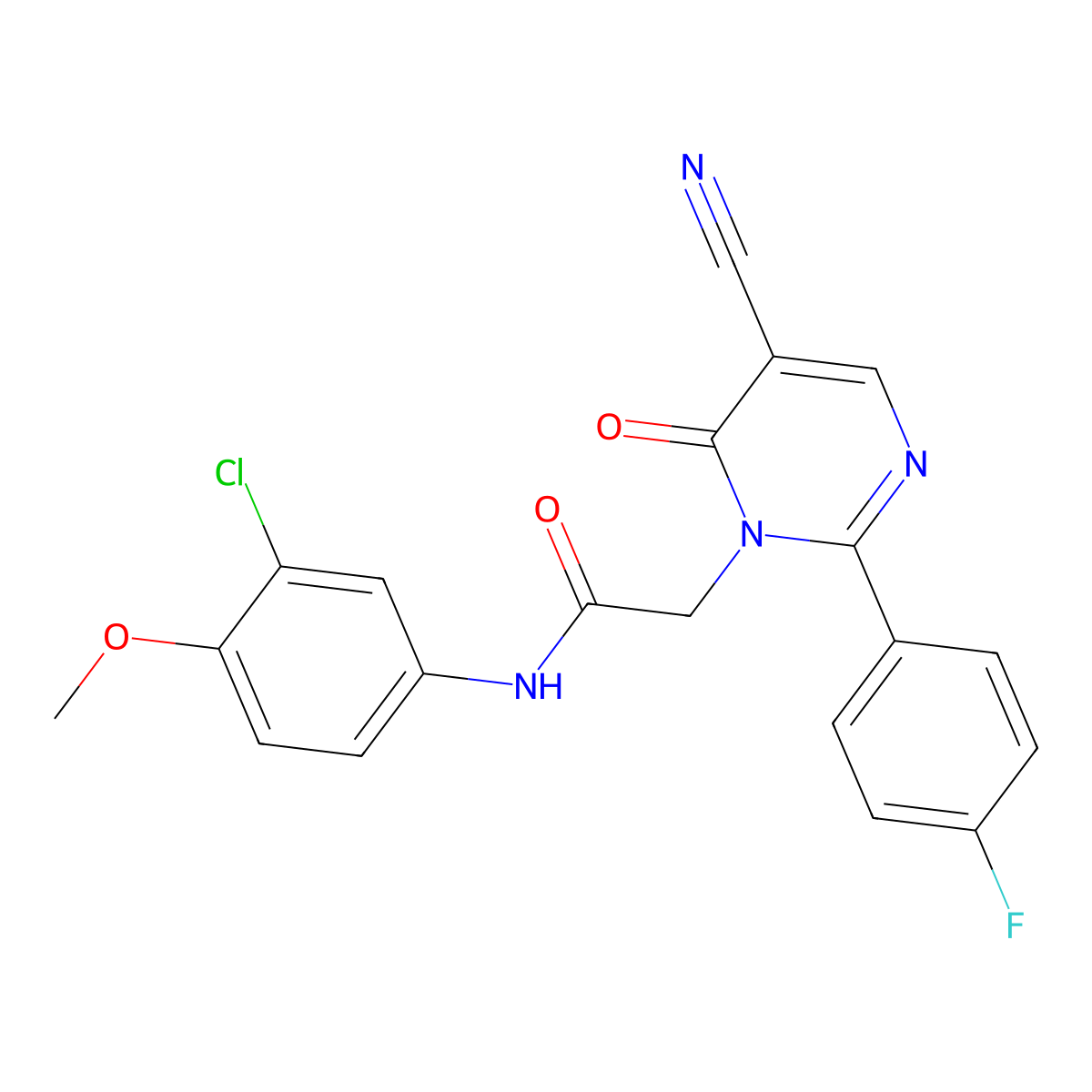 N-(3-chloro-4-methoxyphenyl)-2-(5-cyano-2-(4-fluorophenyl)-6-oxopyrimidin-1(6H)-yl)acetamide molecular structure, CAS 1251602-11-5