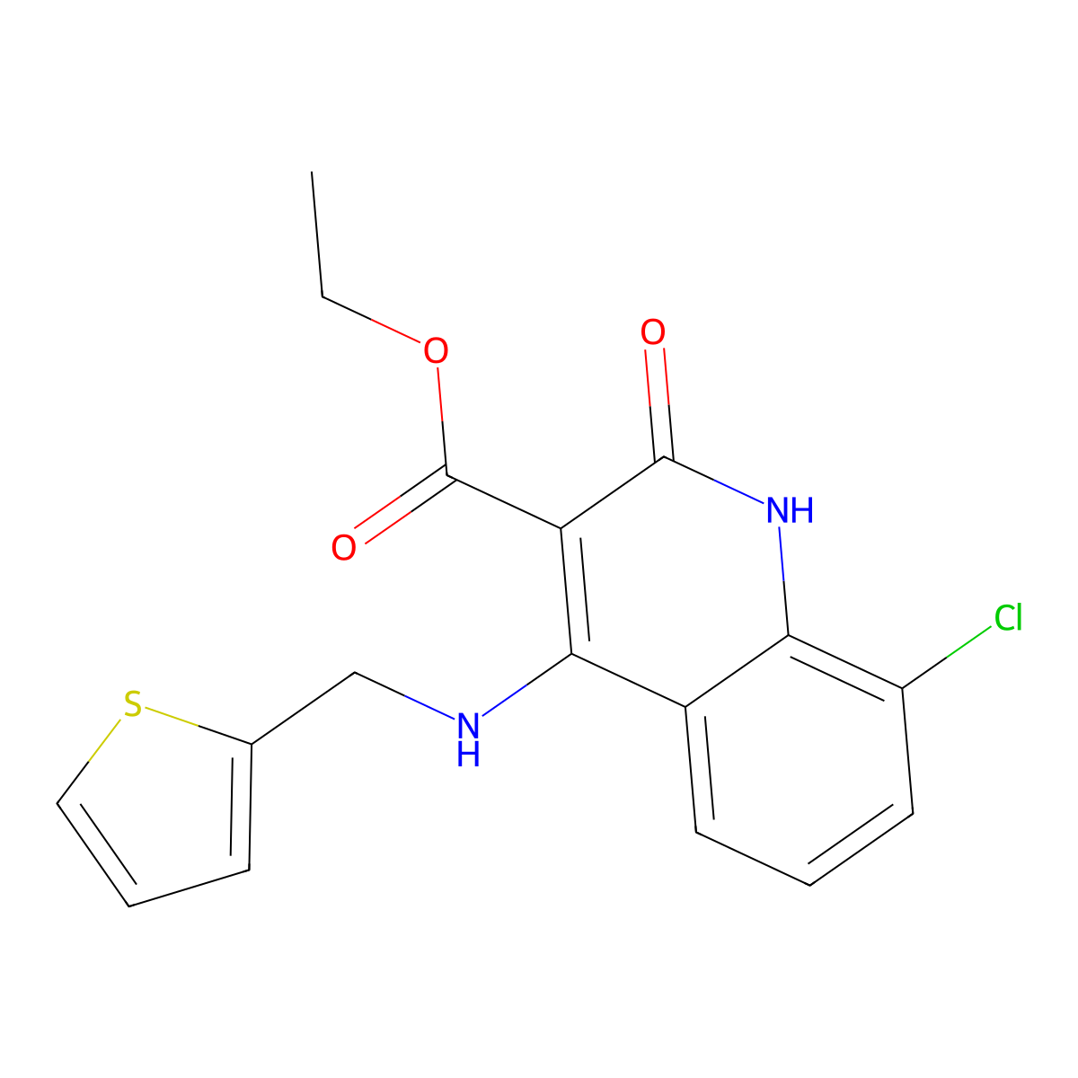 Ethyl 8-chloro-2-oxo-4-{[(thiophen-2-yl)methyl]amino}-1,2-dihydroquinoline-3-carboxylate molecular structure, CAS 1251602-19-3