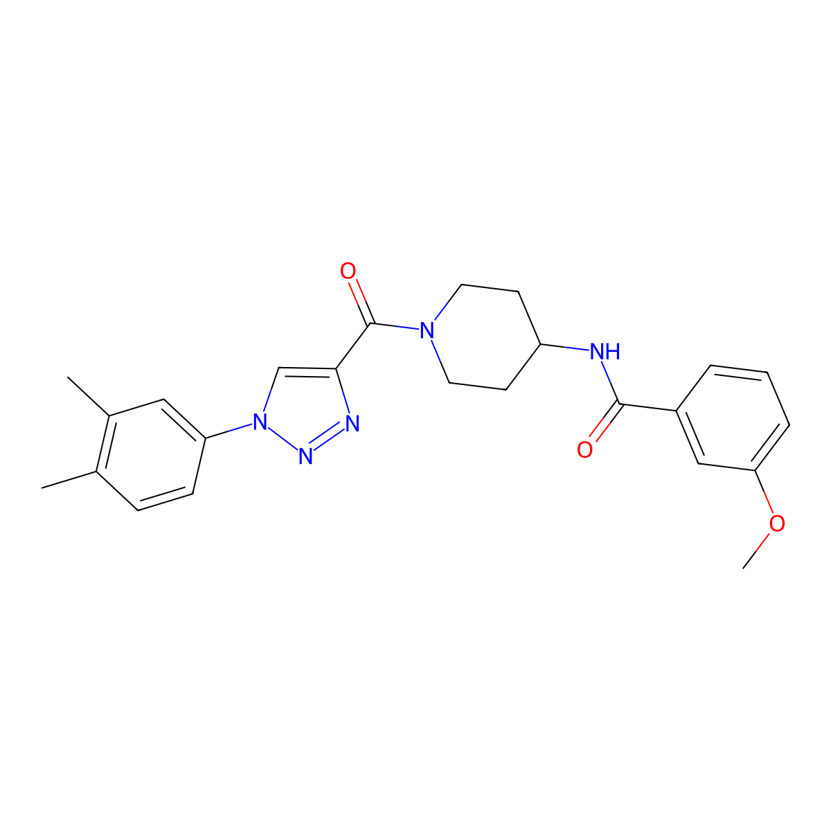 N-(1-(1-(3,4-dimethylphenyl)-1H-1,2,3-triazole-4-carbonyl)piperidin-4-yl)-3-methoxybenzamide molecular structure, CAS 1251602-22-8
