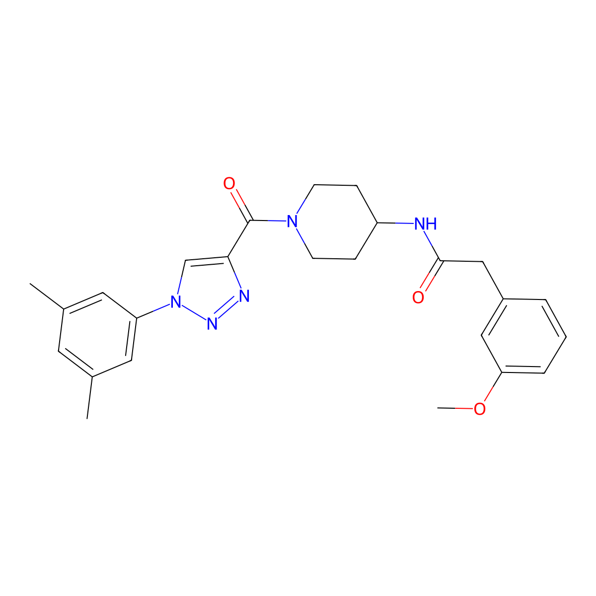 N-(1-(1-(3,5-dimethylphenyl)-1H-1,2,3-triazole-4-carbonyl)piperidin-4-yl)-2-(3-methoxyphenyl)acetamide molecular structure, CAS 1251602-30-8