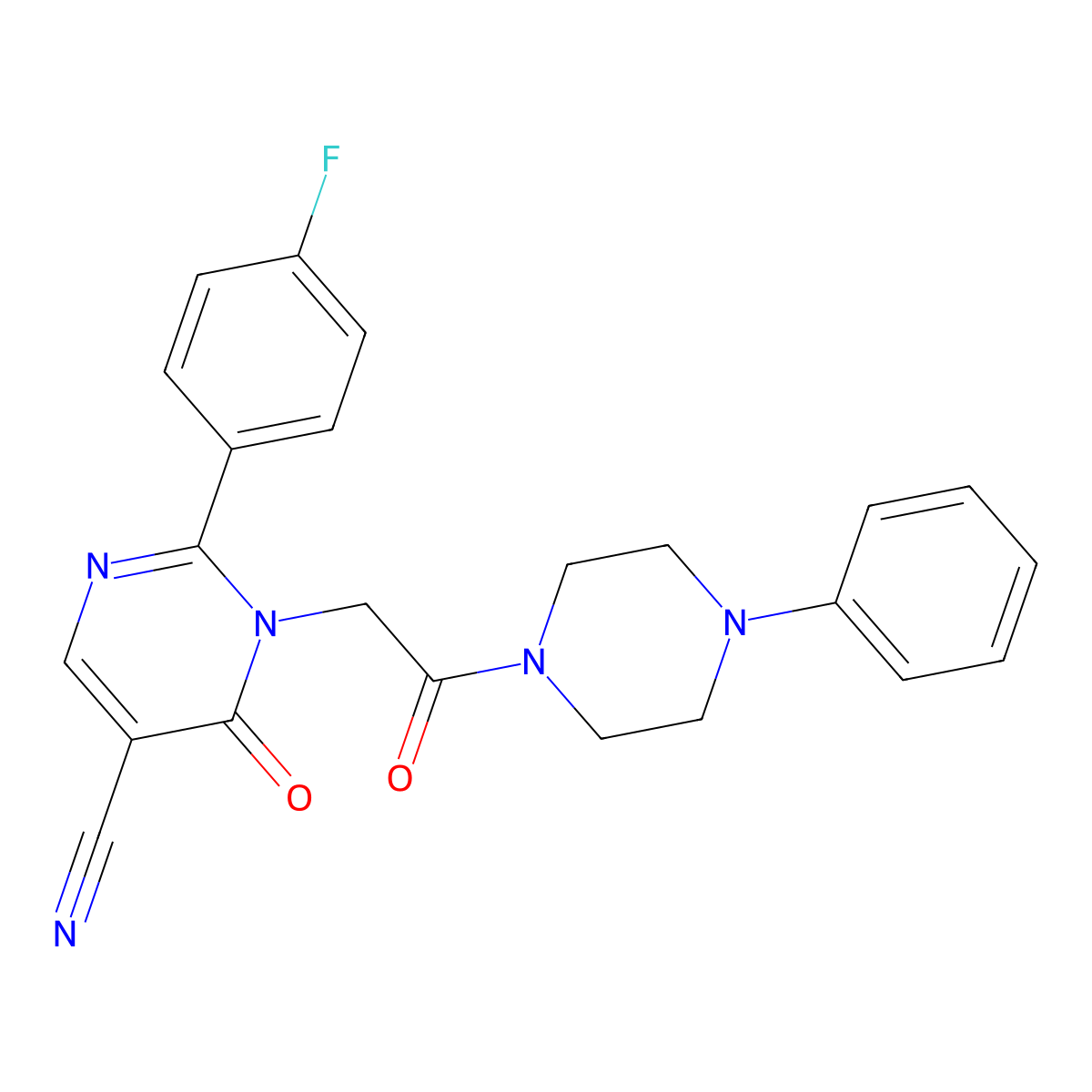 2-(4-Fluorophenyl)-6-oxo-1-(2-oxo-2-(4-phenylpiperazin-1-yl)ethyl)-1,6-dihydropyrimidine-5-carbonitrile molecular structure, CAS 1251602-35-3