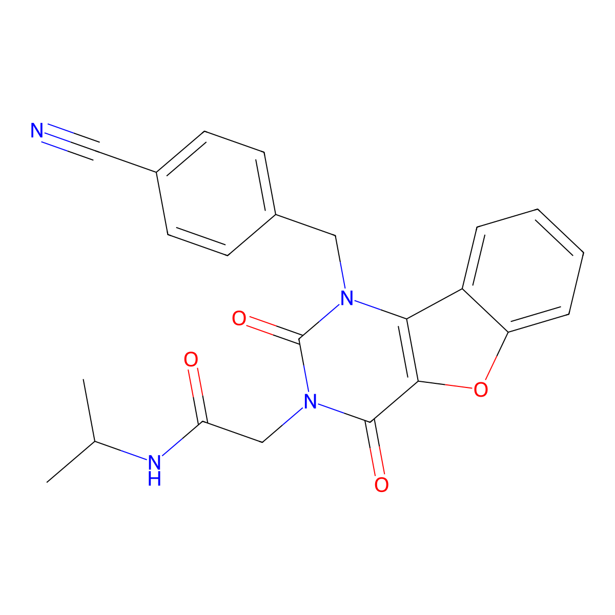 2-(1-(4-cyanobenzyl)-2,4-dioxo-1,2-dihydrobenzofuro[3,2-d]pyrimidin-3(4H)-yl)-N-isopropylacetamide molecular structure, CAS 1251602-48-8