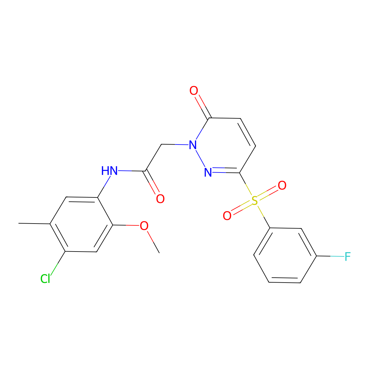 N-(4-chloro-2-methoxy-5-methylphenyl)-2-[3-(3-fluorobenzenesulfonyl)-6-oxo-1,6-dihydropyridazin-1-yl]acetamide molecular structure, CAS 1251602-50-2