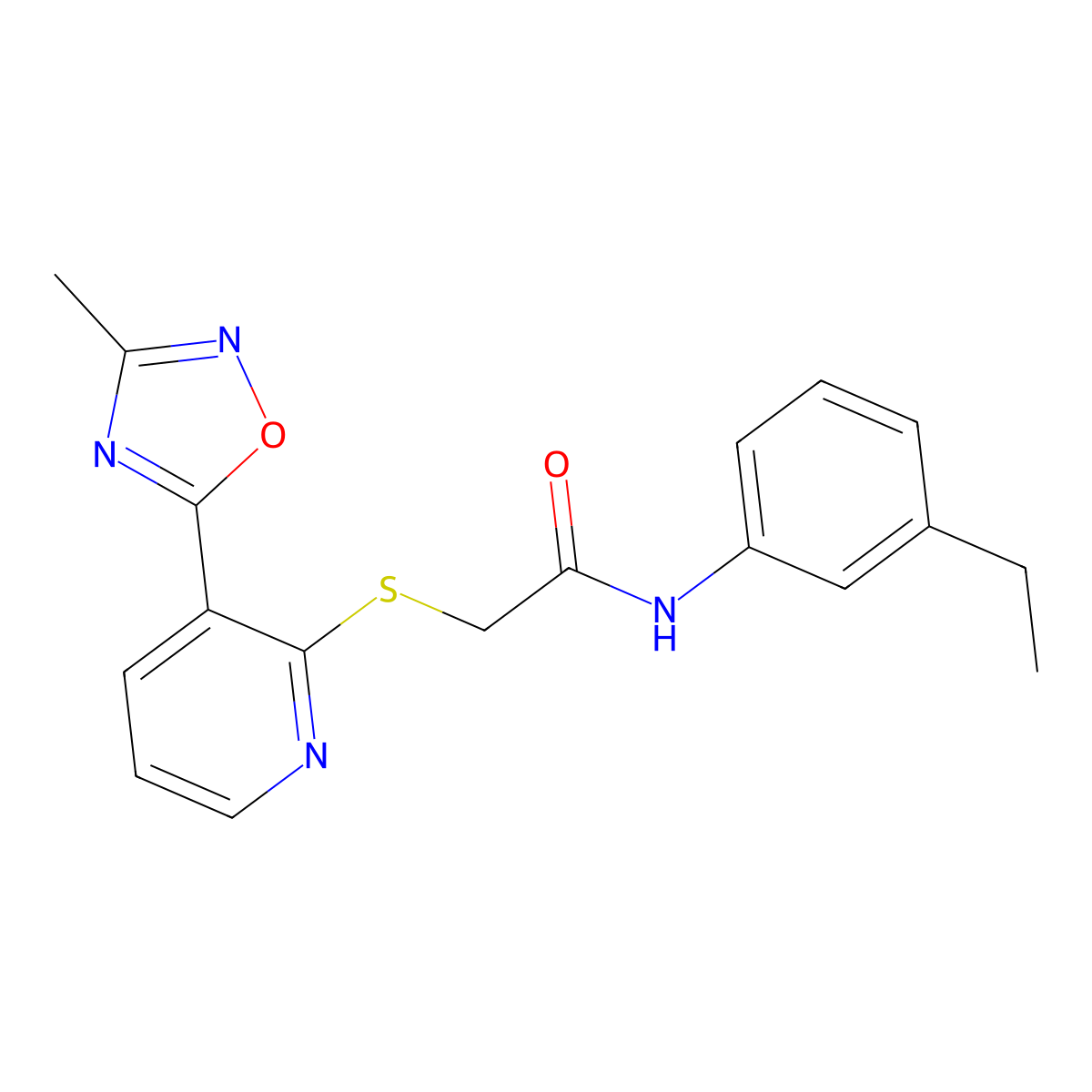 N-(3-ethylphenyl)-2-((3-(3-methyl-1,2,4-oxadiazol-5-yl)pyridin-2-yl)thio)acetamide molecular structure, CAS 1251602-58-0