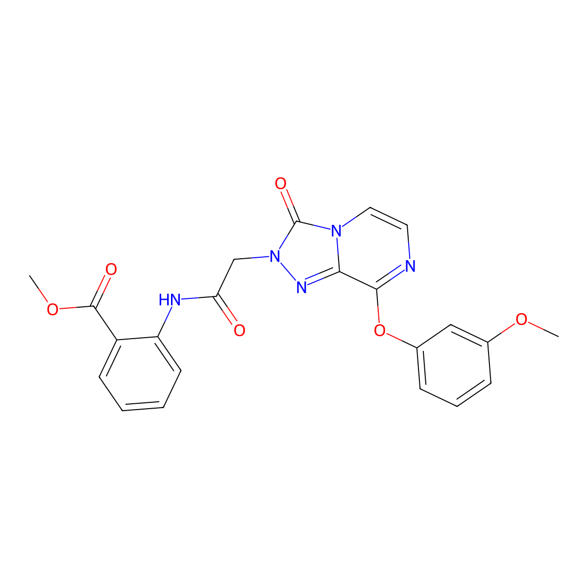 methyl 2-(2-(8-(3-methoxyphenoxy)-3-oxo-[1,2,4]triazolo[4,3-a]pyrazin-2(3H)-yl)acetamido)benzoate molecular structure, CAS 1251602-59-1