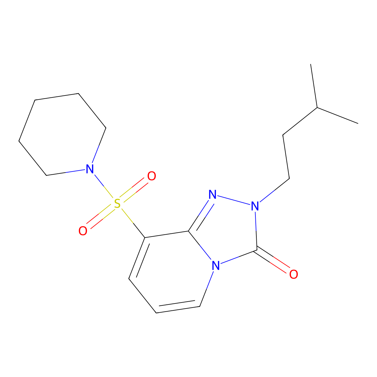 2-isopentyl-8-(piperidin-1-ylsulfonyl)-[1,2,4]triazolo[4,3-a]pyridin-3(2H)-one molecular structure, CAS 1251602-78-4