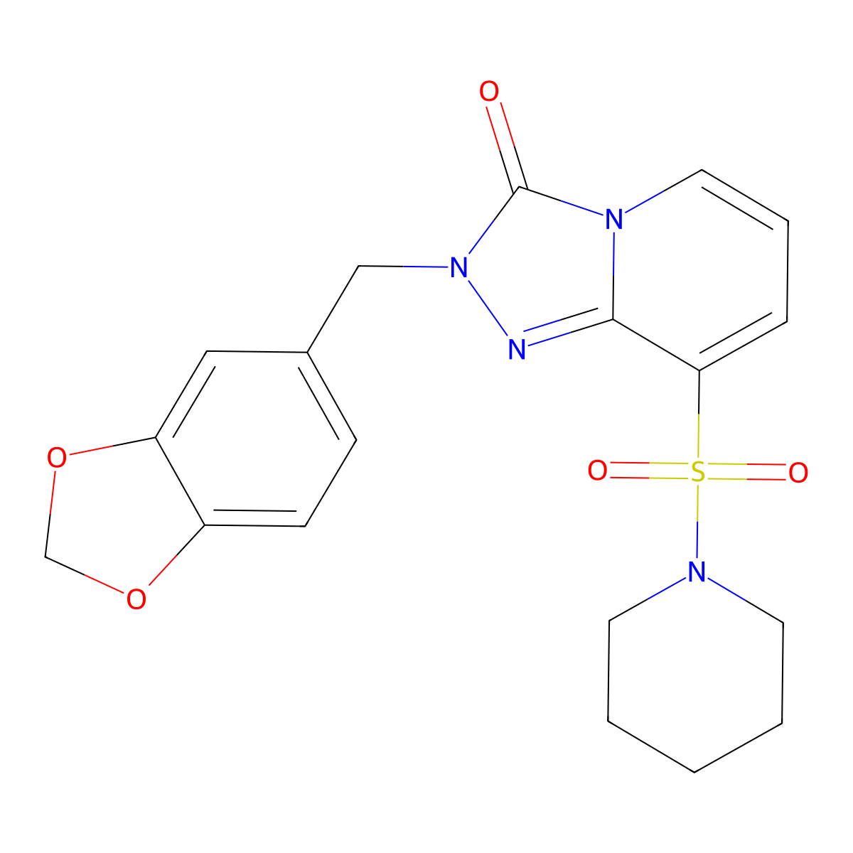 2-[(2H-1,3-benzodioxol-5-yl)methyl]-8-(piperidine-1-sulfonyl)-2H,3H-[1,2,4]triazolo[4,3-a]pyridin-3-one molecular structure, CAS 1251602-83-1