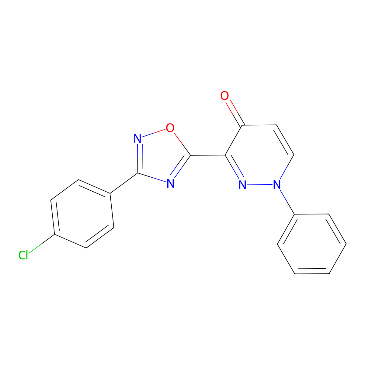3-(3-(4-chlorophenyl)-1,2,4-oxadiazol-5-yl)-1-phenylpyridazin-4(1H)-one molecular structure, CAS 1251602-88-6