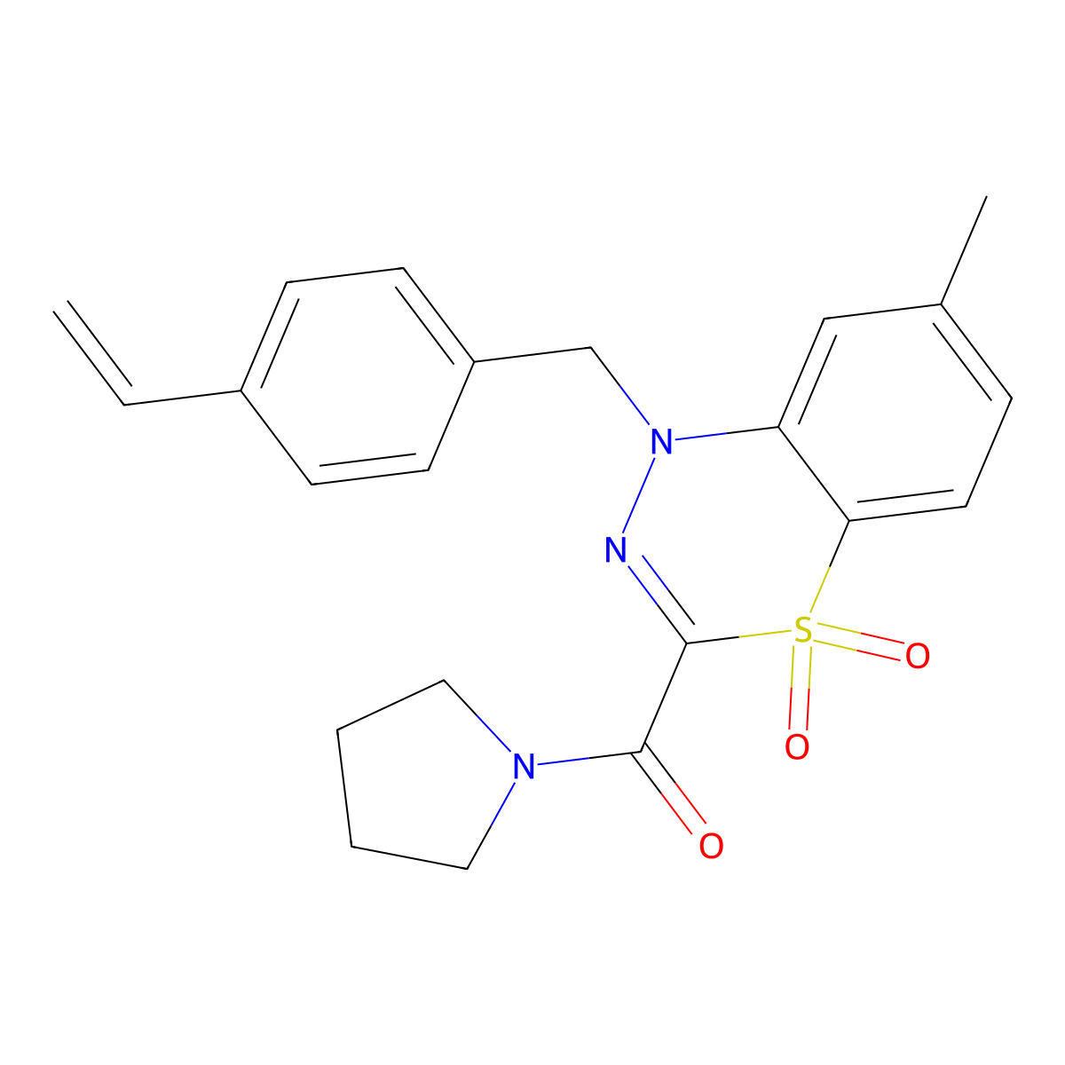 7-methyl-3-(1-pyrrolidinylcarbonyl)-1-(4-vinylbenzyl)-4lambda~6~,1,2-benzothiadiazine-4,4(1H)-dione molecular structure, CAS 1251602-89-7