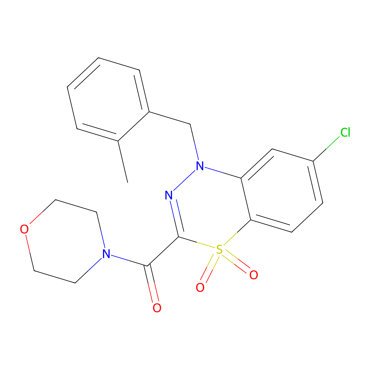 7-chloro-1-[(2-methylphenyl)methyl]-3-(morpholine-4-carbonyl)-1H-4lambda6,1,2-benzothiadiazine-4,4-dione molecular structure, CAS 1251603-04-9