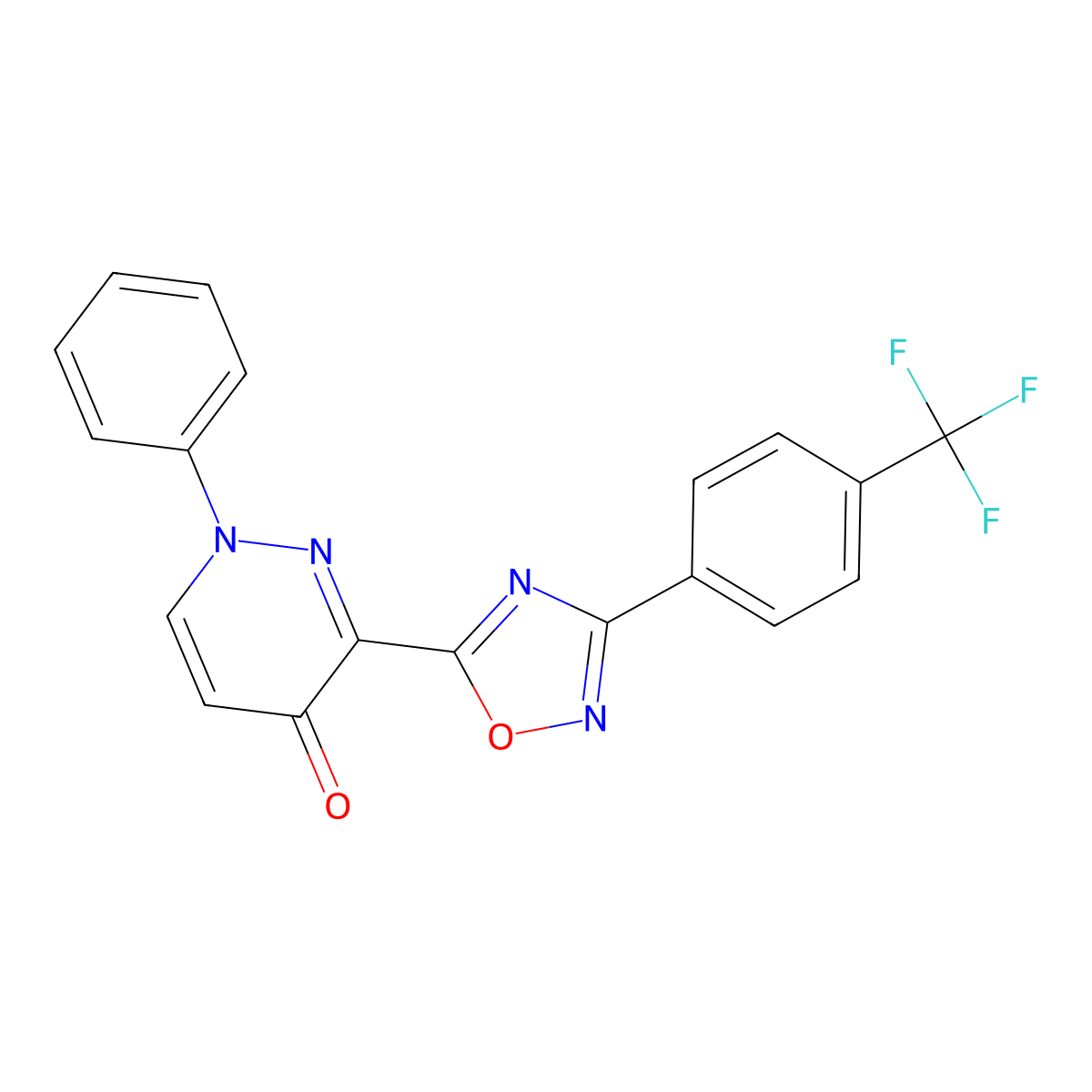 1-phenyl-3-(3-(4-(trifluoromethyl)phenyl)-1,2,4-oxadiazol-5-yl)pyridazin-4(1H)-one molecular structure, CAS 1251603-05-0
