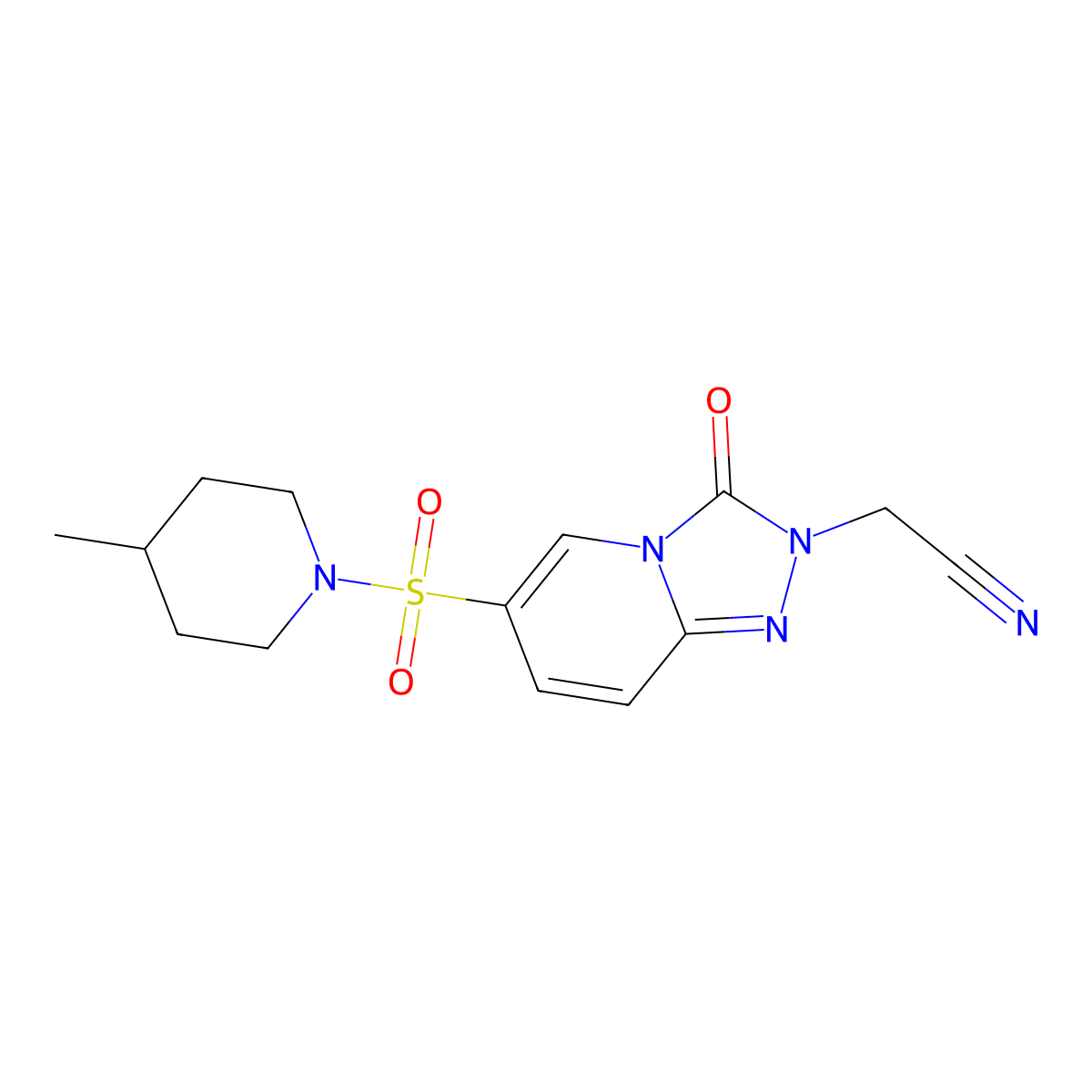 [6-[(4-methylpiperidin-1-yl)sulfonyl]-3-oxo[1,2,4]triazolo[4,3-a]pyridin-2(3H)-yl]acetonitrile molecular structure, CAS 1251603-10-7