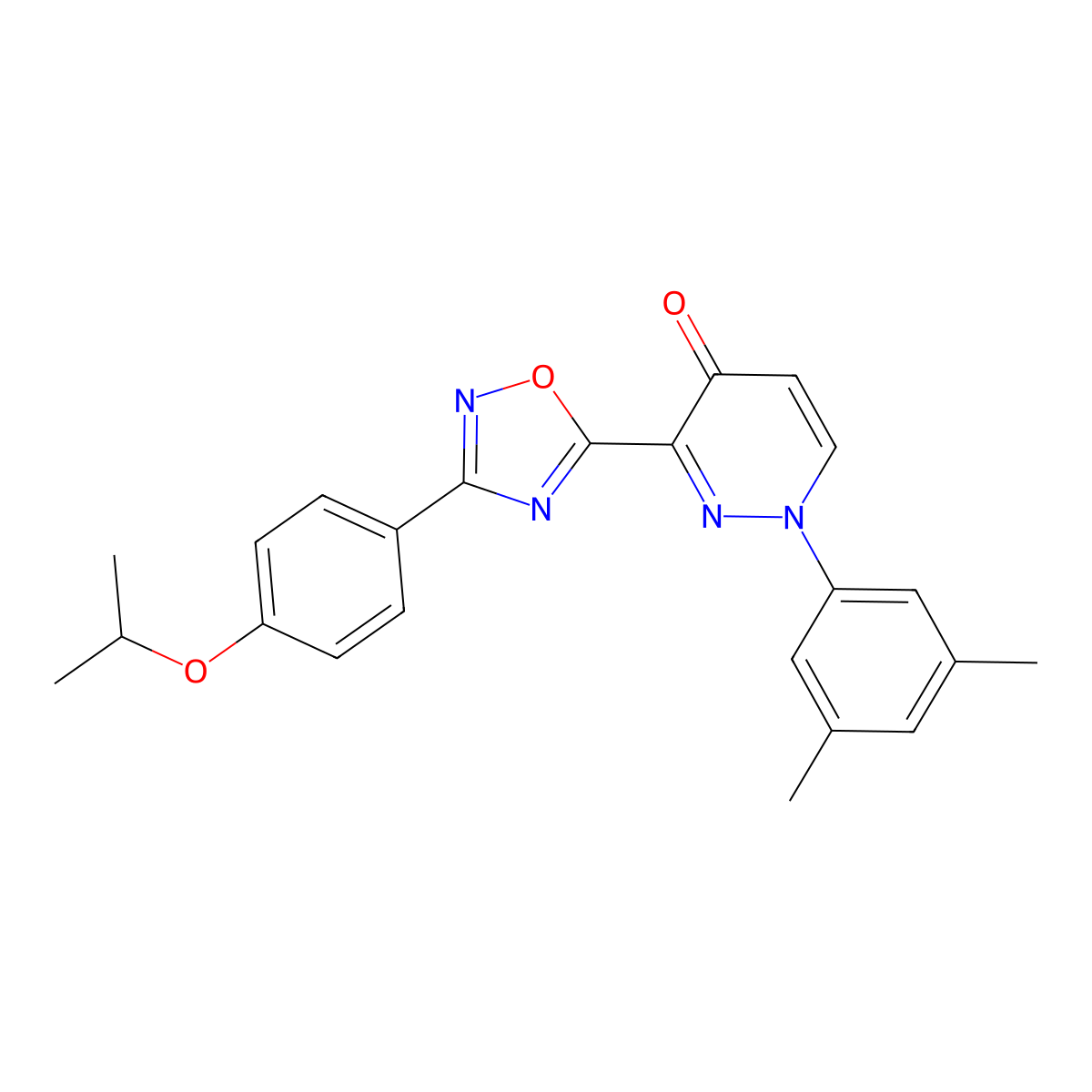 1-(3,5-Dimethylphenyl)-3-{3-[4-(propan-2-yloxy)phenyl]-1,2,4-oxadiazol-5-yl}-1,4-dihydropyridazin-4-one molecular structure, CAS 1251603-13-0