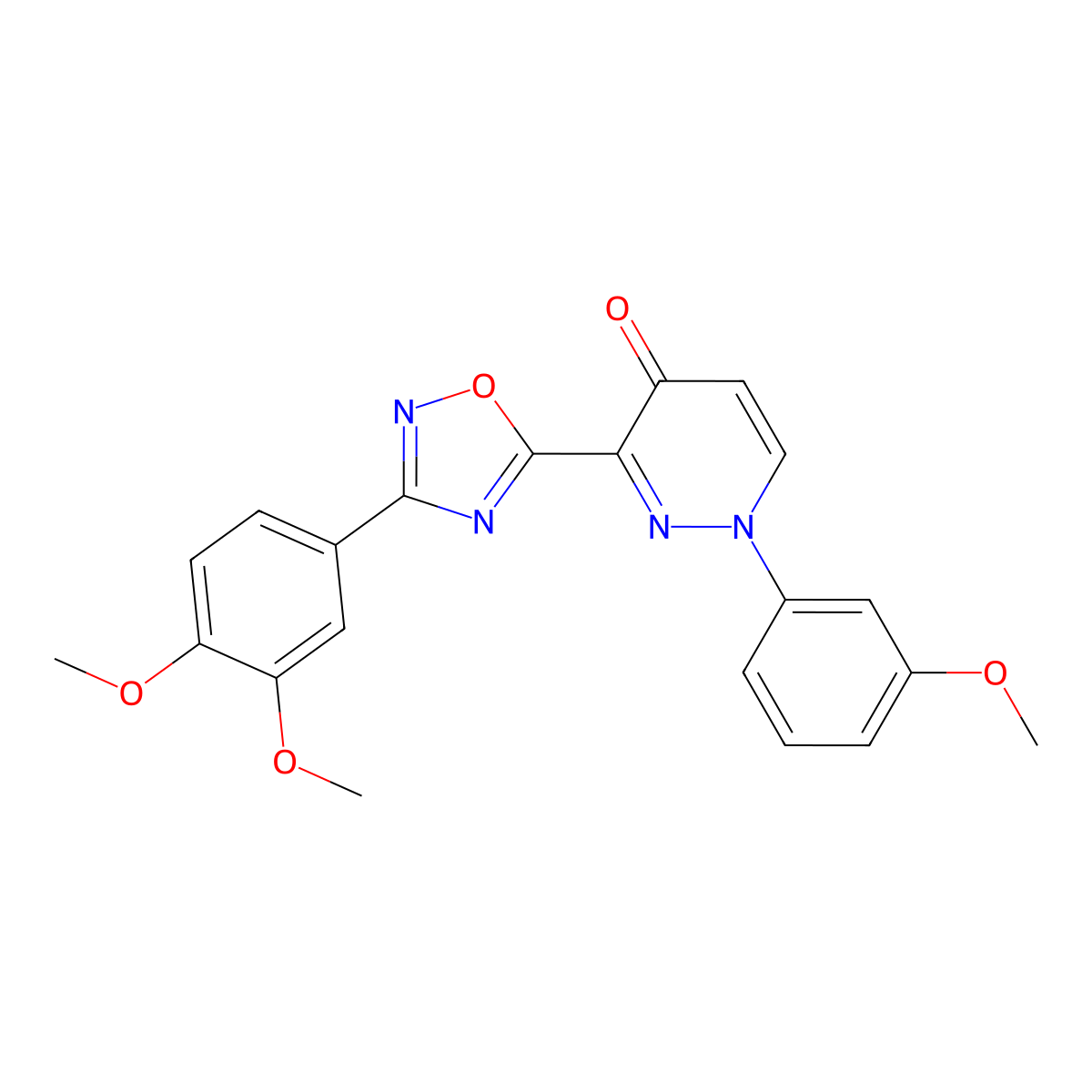 3-[3-(3,4-Dimethoxyphenyl)-1,2,4-oxadiazol-5-yl]-1-(3-methoxyphenyl)-1,4-dihydropyridazin-4-one molecular structure, CAS 1251603-18-5