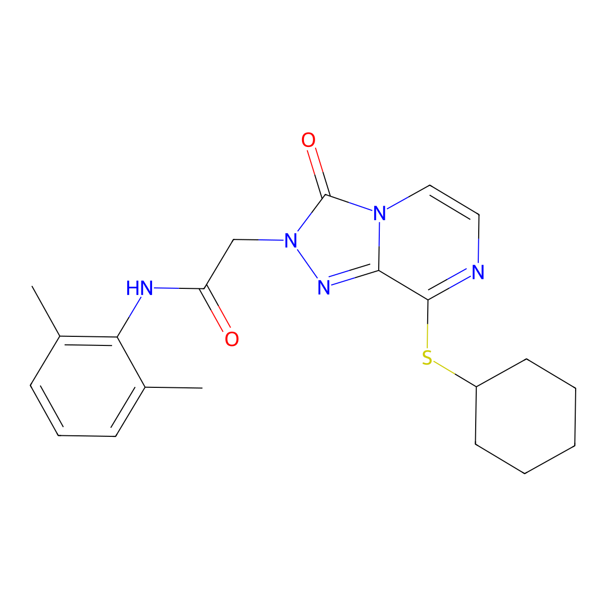 2-[8-(cyclohexylsulfanyl)-3-oxo-2H,3H-[1,2,4]triazolo[4,3-a]pyrazin-2-yl]-N-(2,6-dimethylphenyl)acetamide molecular structure, CAS 1251603-23-2