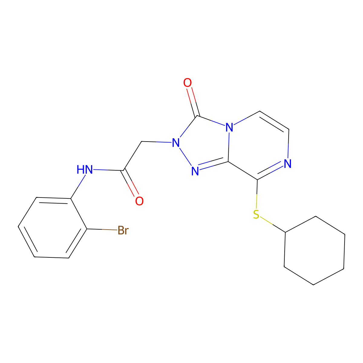 N-(2-bromophenyl)-2-[8-(cyclohexylsulfanyl)-3-oxo-2H,3H-[1,2,4]triazolo[4,3-a]pyrazin-2-yl]acetamide molecular structure, CAS 1251603-30-1