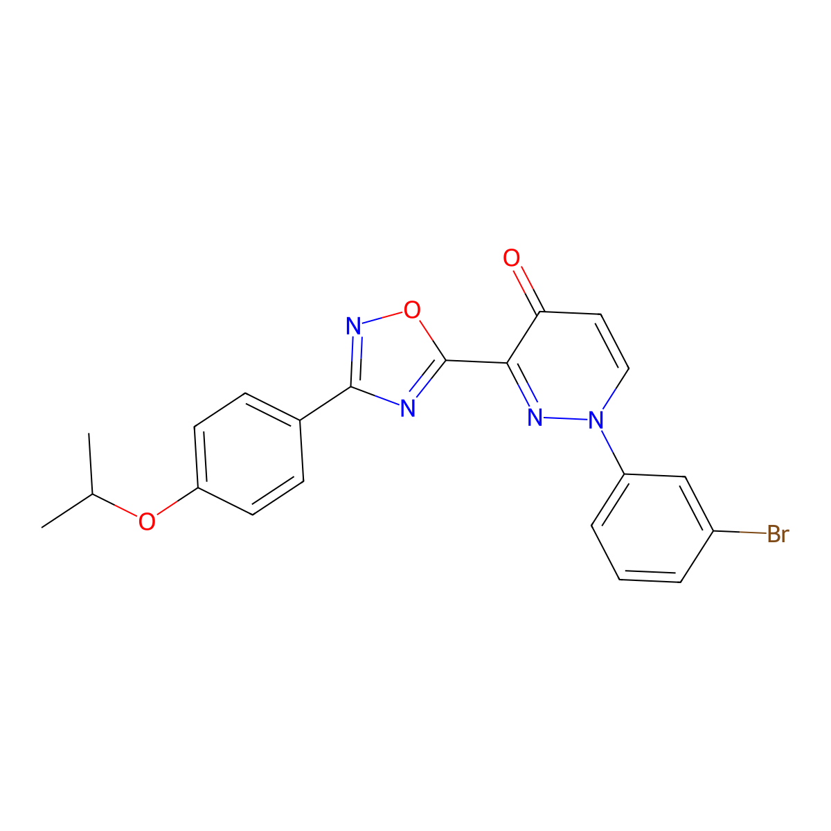 1-(3-Bromophenyl)-3-{3-[4-(propan-2-yloxy)phenyl]-1,2,4-oxadiazol-5-yl}-1,4-dihydropyridazin-4-one molecular structure, CAS 1251603-31-2