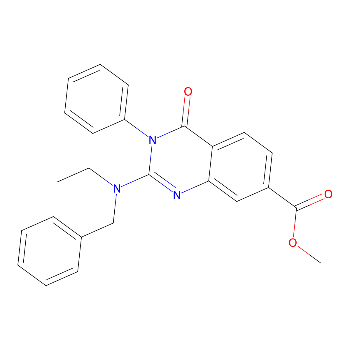 Methyl 2-[benzyl(ethyl)amino]-4-oxo-3-phenyl-3,4-dihydroquinazoline-7-carboxylate molecular structure, CAS 1251603-38-9