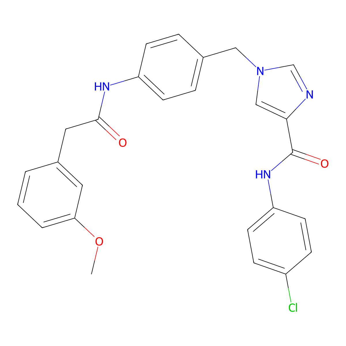 N-(4-chlorophenyl)-1-(4-(2-(3-methoxyphenyl)acetamido)benzyl)-1H-imidazole-4-carboxamide molecular structure, CAS 1251603-39-0