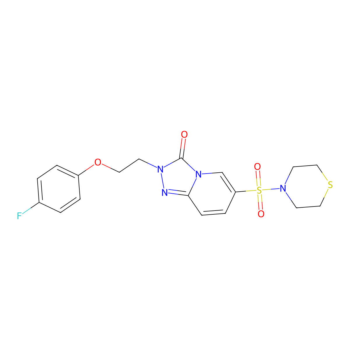 2-(2-(4-fluorophenoxy)ethyl)-6-(thiomorpholinosulfonyl)-[1,2,4]triazolo[4,3-a]pyridin-3(2H)-one molecular structure, CAS 1251603-54-9
