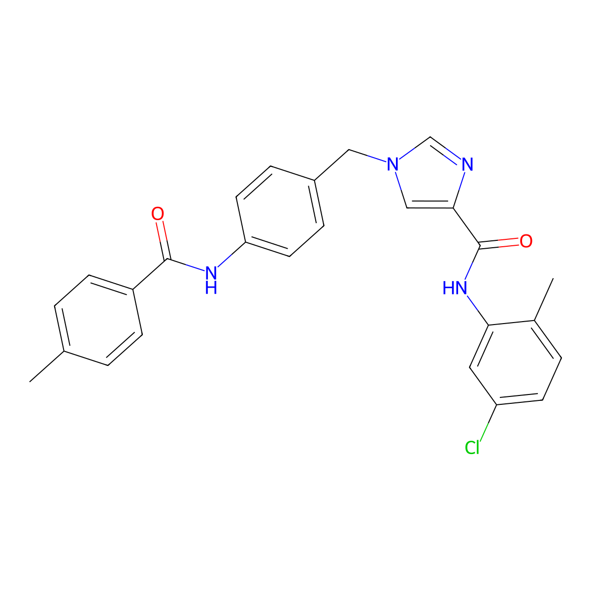 N-(5-chloro-2-methylphenyl)-1-(4-(4-methylbenzamido)benzyl)-1H-imidazole-4-carboxamide molecular structure, CAS 1251603-58-3
