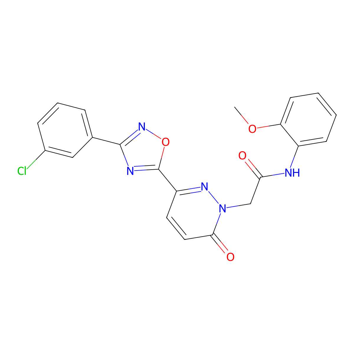 2-{3-[3-(3-chlorophenyl)-1,2,4-oxadiazol-5-yl]-6-oxo-1,6-dihydropyridazin-1-yl}-N-(2-methoxyphenyl)acetamide molecular structure, CAS 1251603-64-1