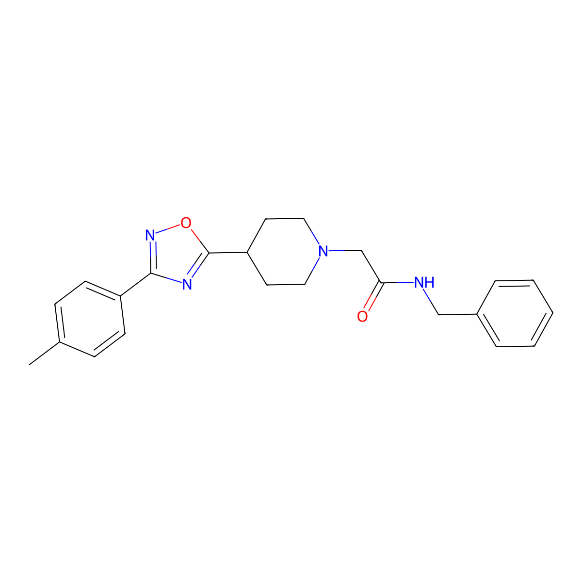 N-benzyl-2-{4-[3-(4-methylphenyl)-1,2,4-oxadiazol-5-yl]piperidin-1-yl}acetamide molecular structure, CAS 1251603-67-4