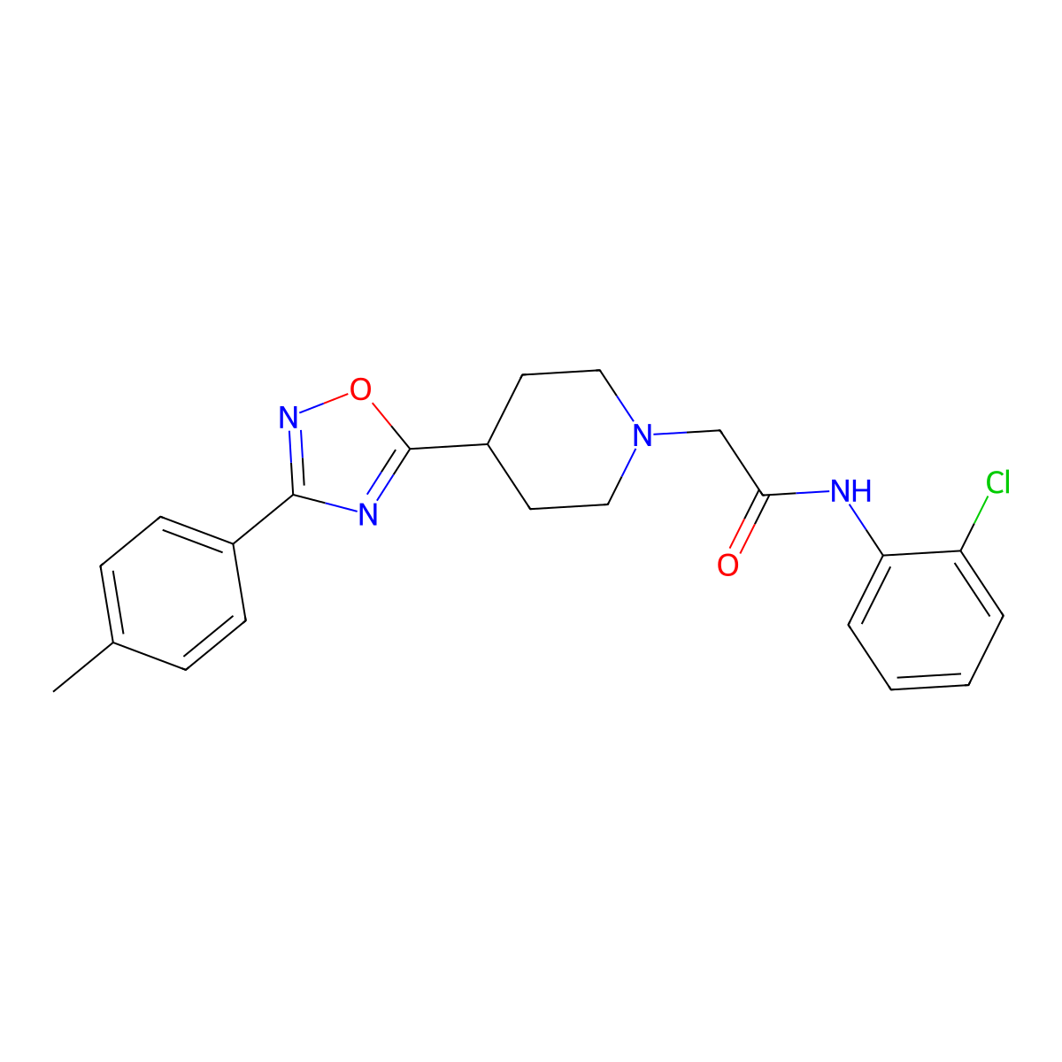 N-(2-chlorophenyl)-2-{4-[3-(4-methylphenyl)-1,2,4-oxadiazol-5-yl]piperidin-1-yl}acetamide molecular structure, CAS 1251603-73-2