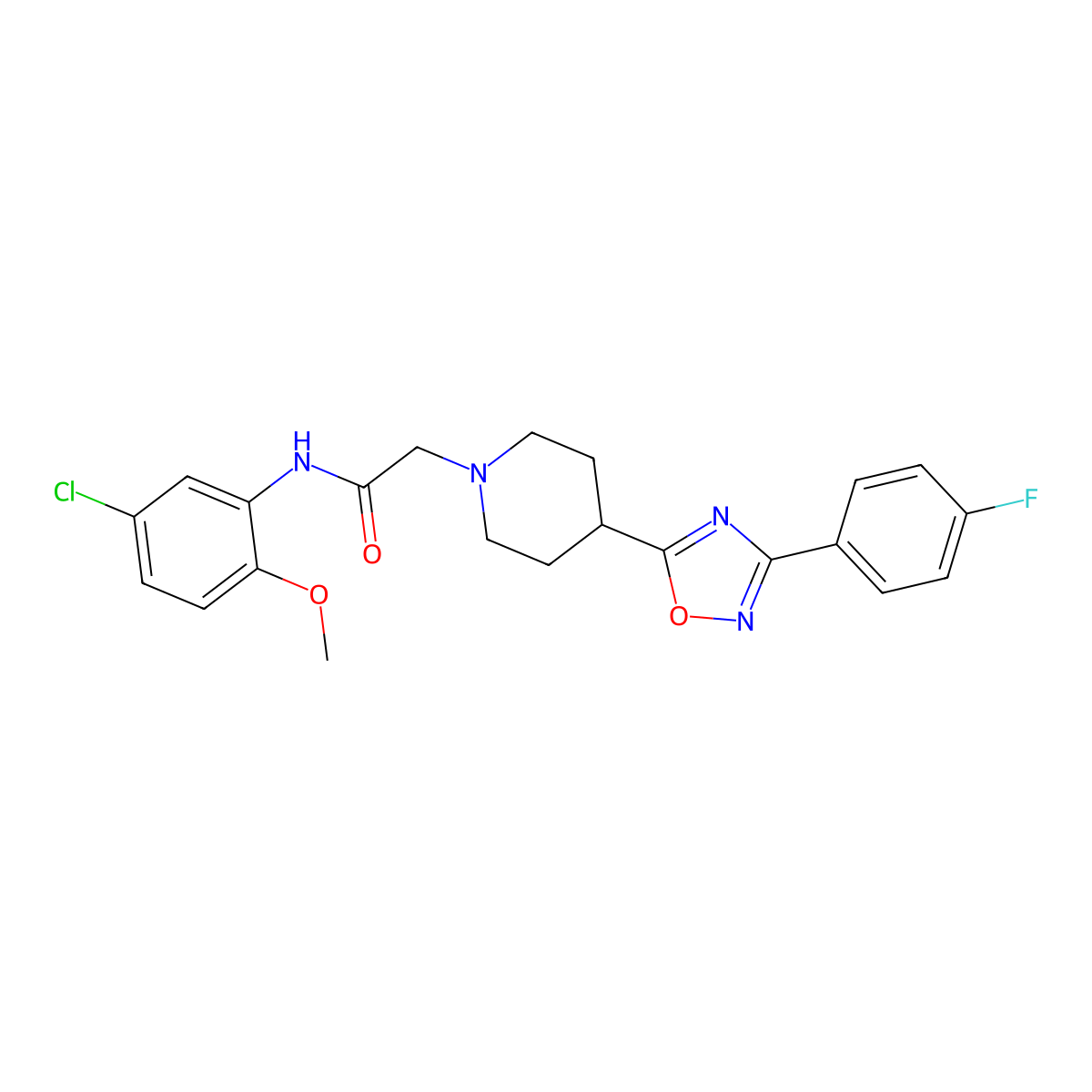 N-(5-chloro-2-methoxyphenyl)-2-(4-(3-(4-fluorophenyl)-1,2,4-oxadiazol-5-yl)piperidin-1-yl)acetamide molecular structure, CAS 1251603-75-4