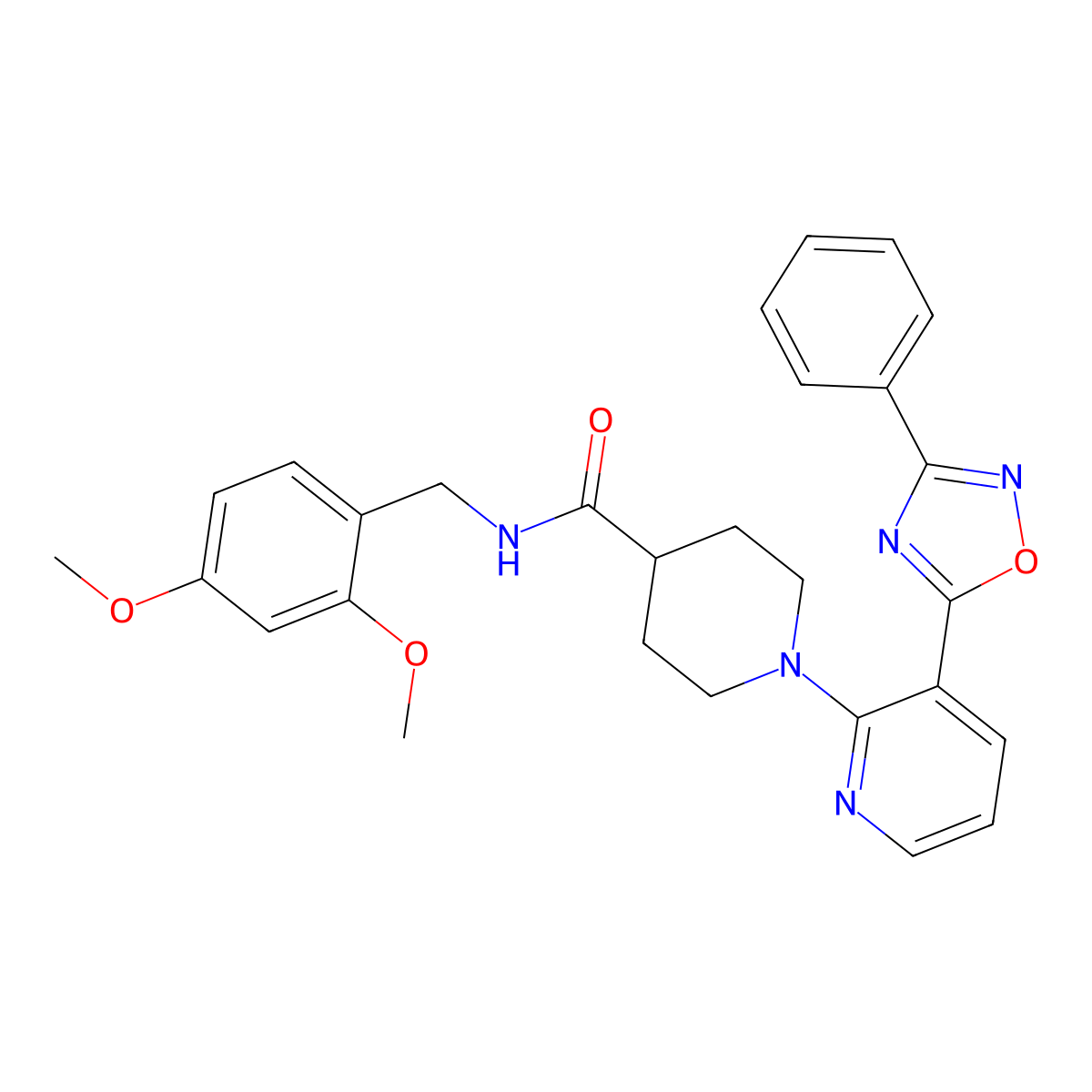 N-[(2,4-dimethoxyphenyl)methyl]-1-[3-(3-phenyl-1,2,4-oxadiazol-5-yl)pyridin-2-yl]piperidine-4-carboxamide molecular structure, CAS 1251603-79-8