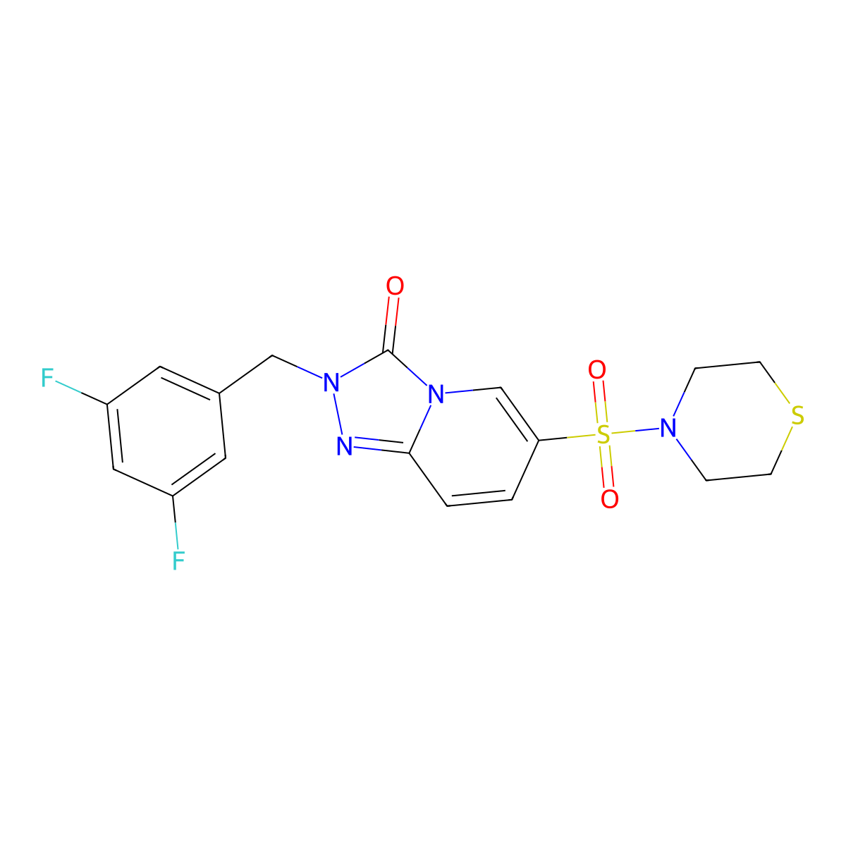 2-(3,5-difluorobenzyl)-6-(thiomorpholinosulfonyl)-[1,2,4]triazolo[4,3-a]pyridin-3(2H)-one molecular structure, CAS 1251603-80-1