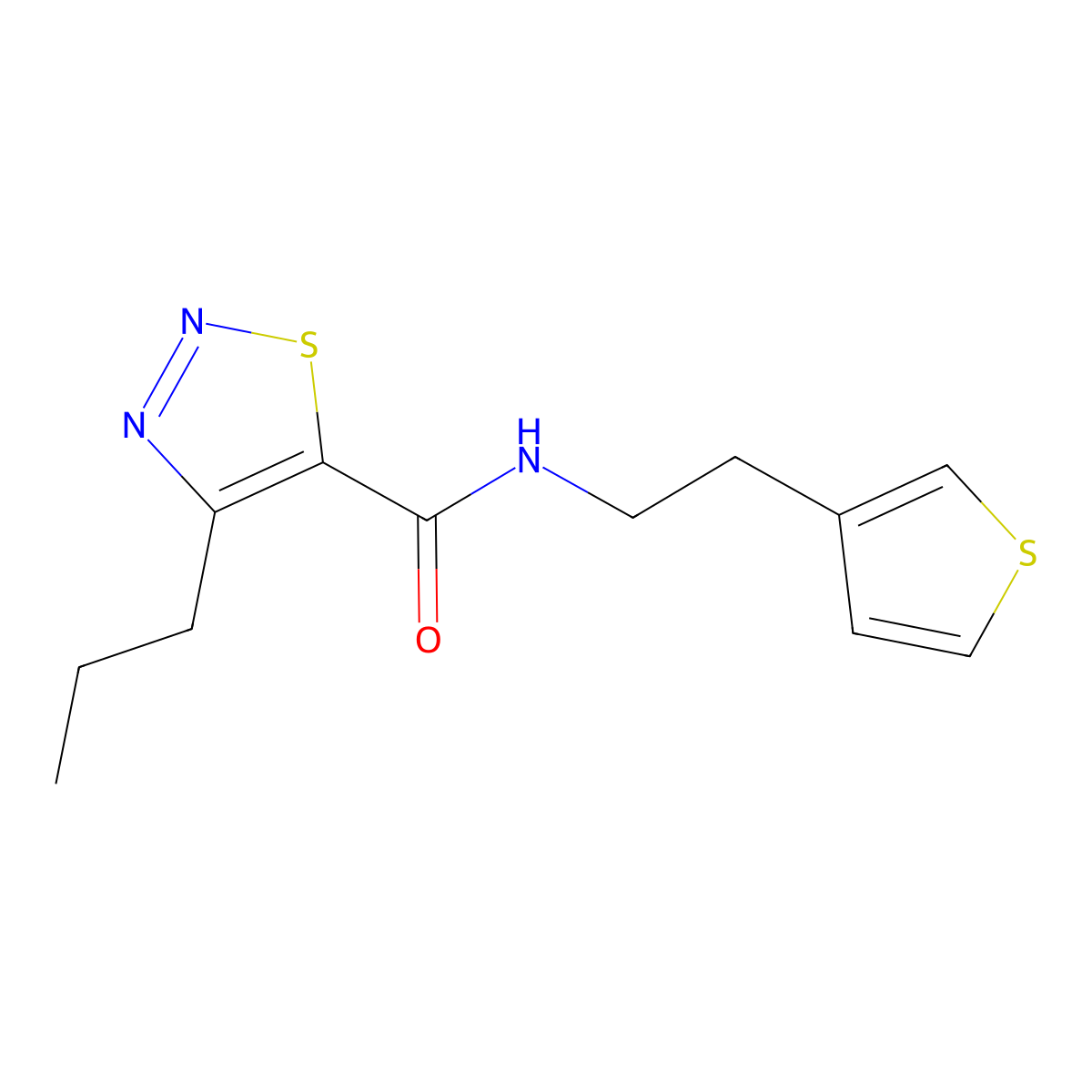 4-propyl-N-(2-(thiophen-3-yl)ethyl)-1,2,3-thiadiazole-5-carboxamide molecular structure, CAS 1251603-86-7