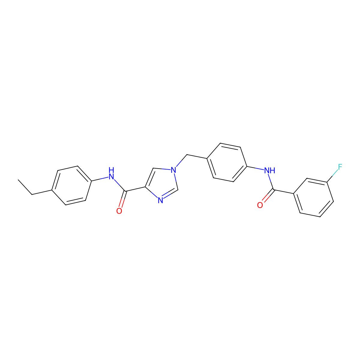 N-(4-ethylphenyl)-1-(4-(3-fluorobenzamido)benzyl)-1H-imidazole-4-carboxamide molecular structure, CAS 1251603-87-8