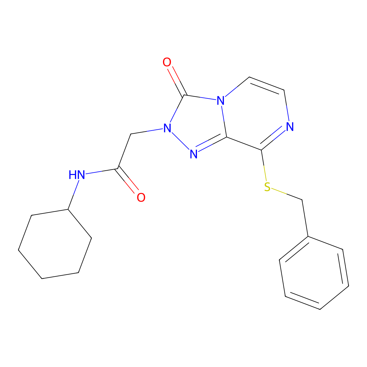 2-[8-(benzylthio)-3-oxo[1,2,4]triazolo[4,3-a]pyrazin-2(3H)-yl]-N-cyclohexylacetamide molecular structure, CAS 1251603-90-3