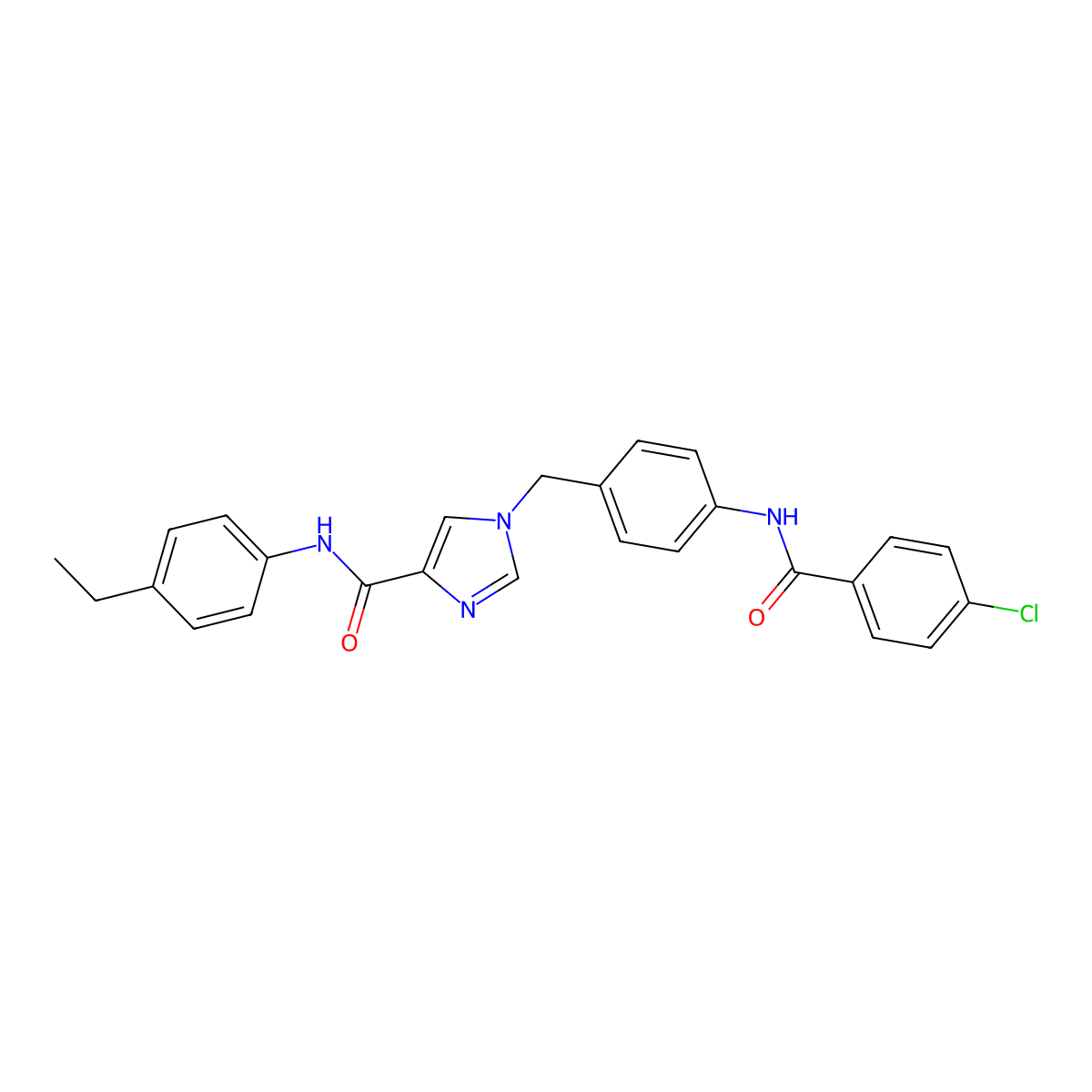 1-{[4-(4-chlorobenzamido)phenyl]methyl}-N-(4-ethylphenyl)-1H-imidazole-4-carboxamide molecular structure, CAS 1251603-91-4