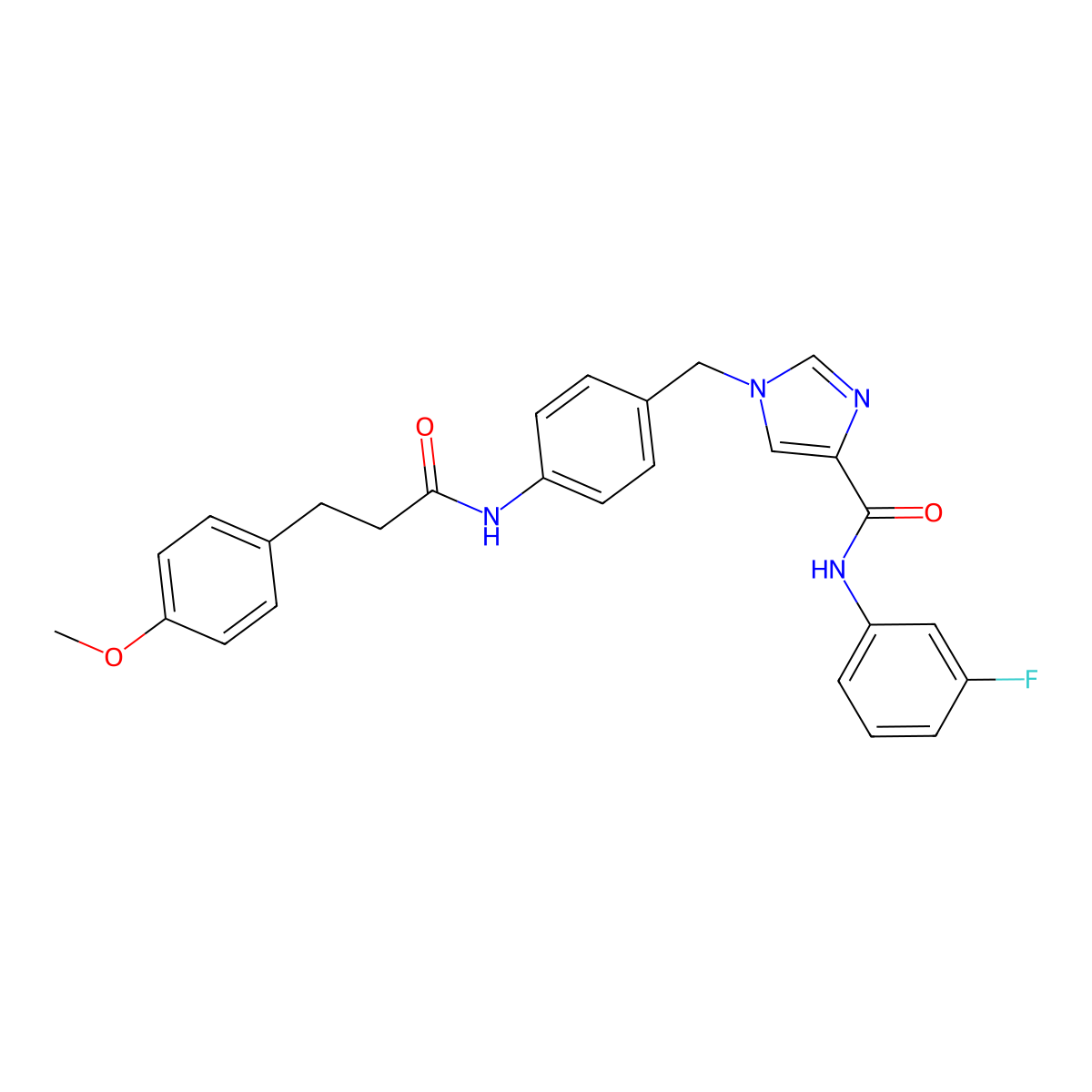 N-(3-fluorophenyl)-1-(4-(3-(4-methoxyphenyl)propanamido)benzyl)-1H-imidazole-4-carboxamide molecular structure, CAS 1251603-97-0