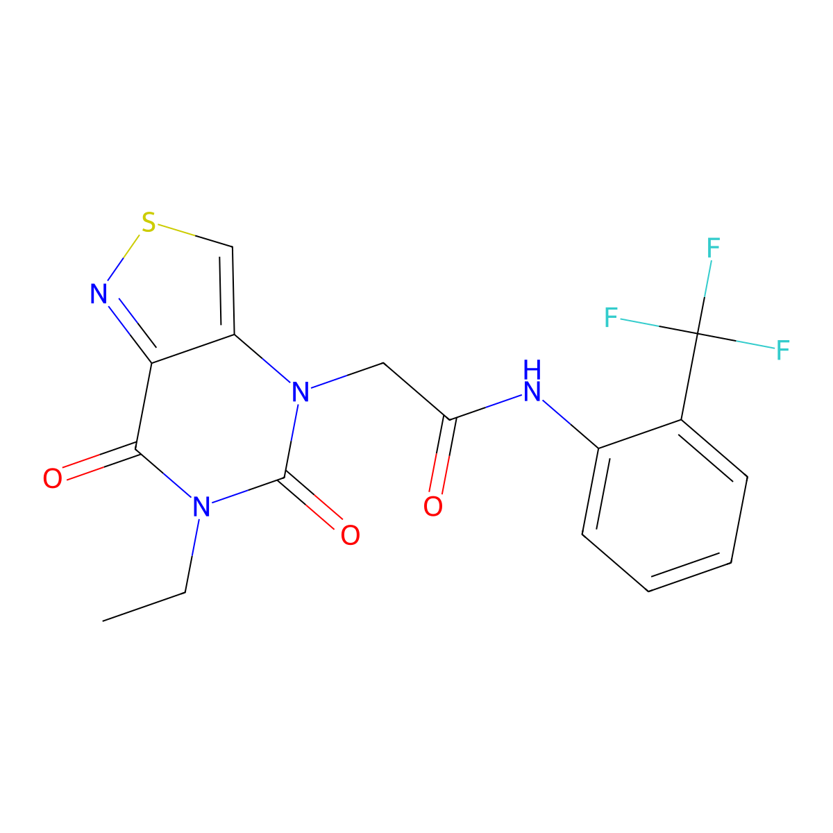 2-(6-ethyl-5,7-dioxo-6,7-dihydroisothiazolo[4,3-d]pyrimidin-4(5H)-yl)-N-(2-(trifluoromethyl)phenyl)acetamide molecular structure, CAS 1251603-99-2