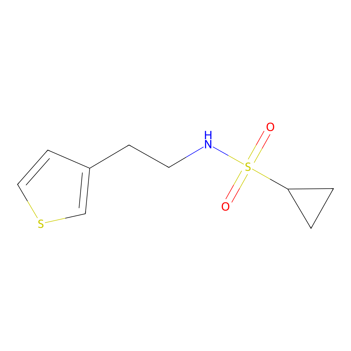 N-[2-(thiophen-3-yl)ethyl]cyclopropanesulfonamide molecular structure, CAS 1251604-02-0